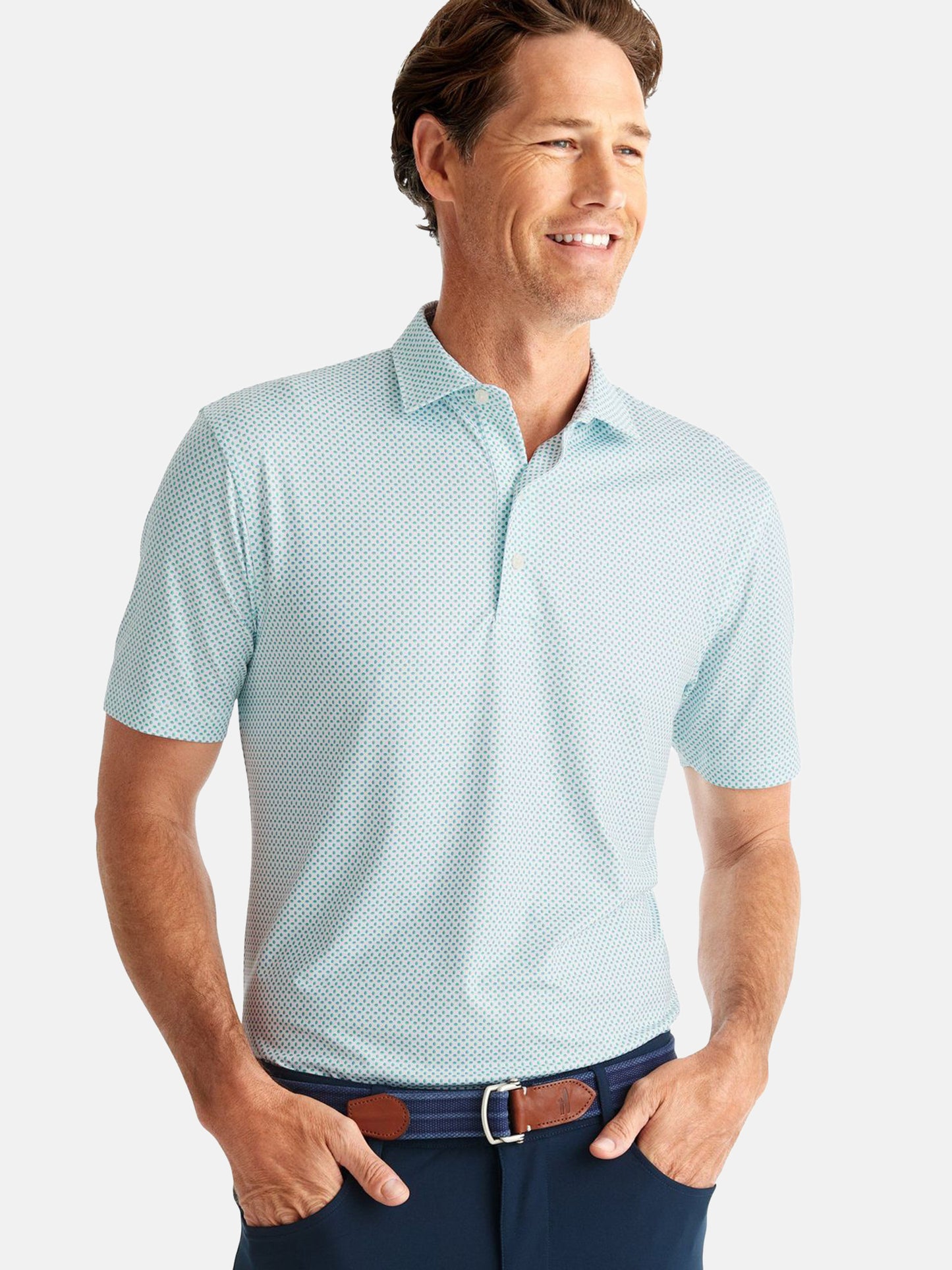 Johnnie-O Men's Wesley Prep-Formance Printed Jersey Polo - Saint Bernard