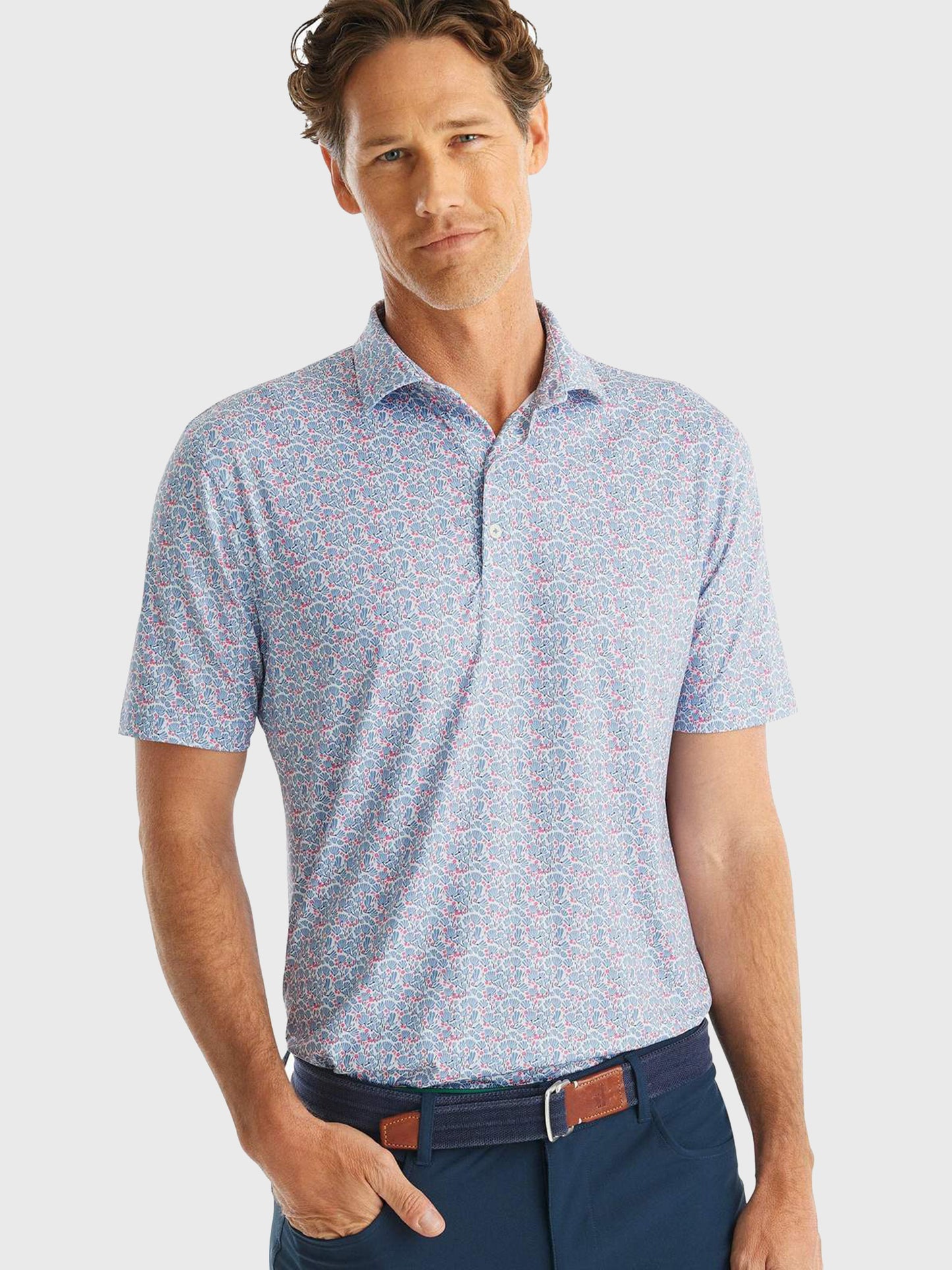 Johnnie-O Men's Eli Printed Prep-Formance Jersey Polo - Saint Bernard