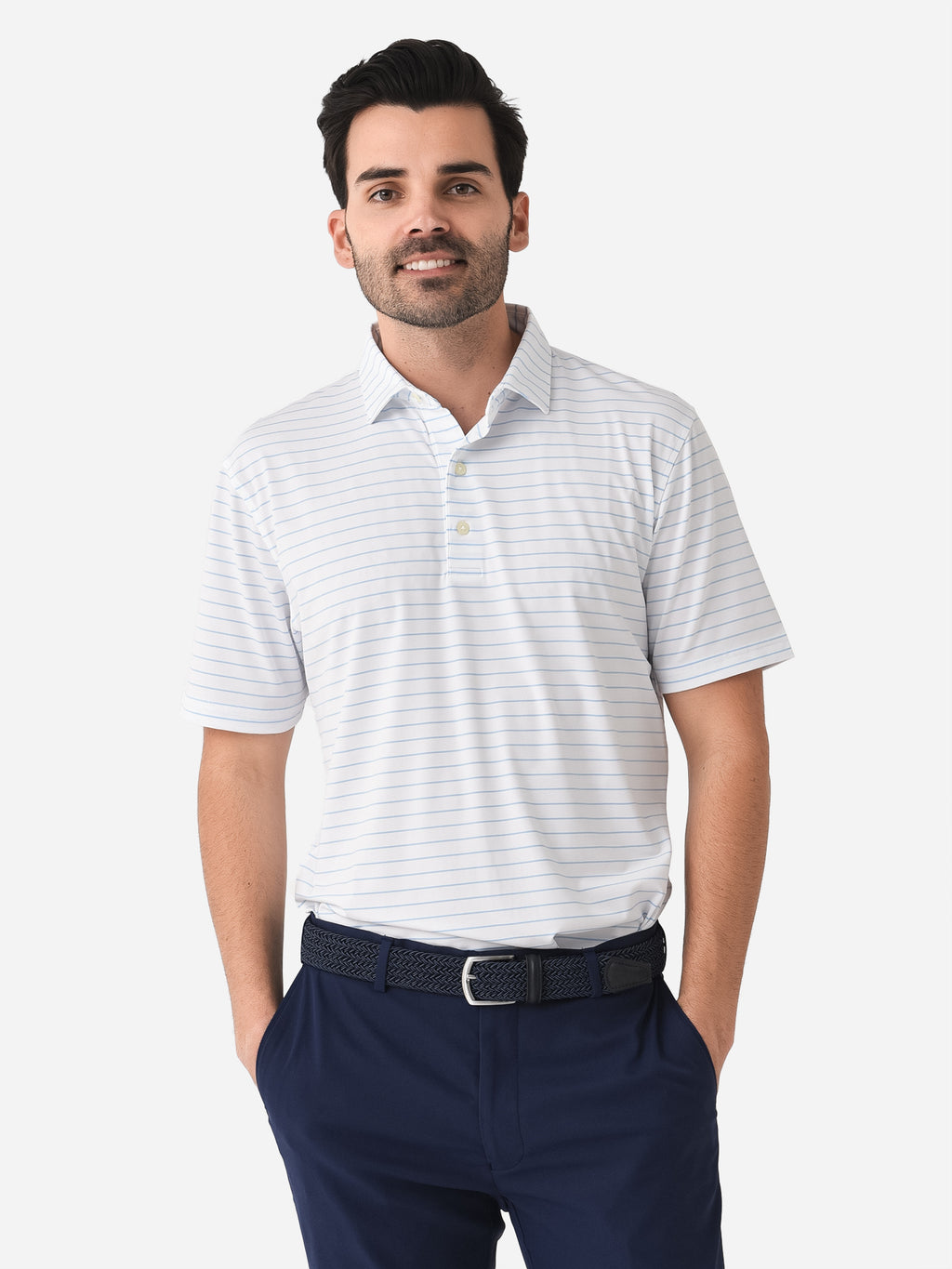 Johnnie-O Men's Newton Striped Prep-Formance Polo - Saint Bernard