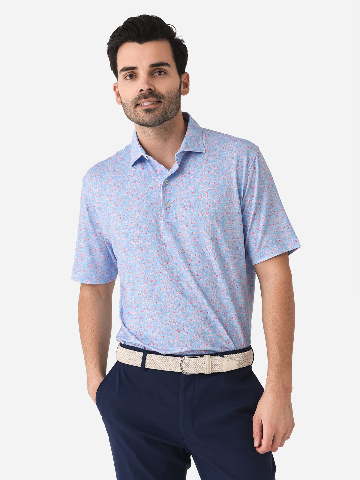 Johnnie-O Men's Aiden Prep-Formance Printed Polo - Saint Bernard