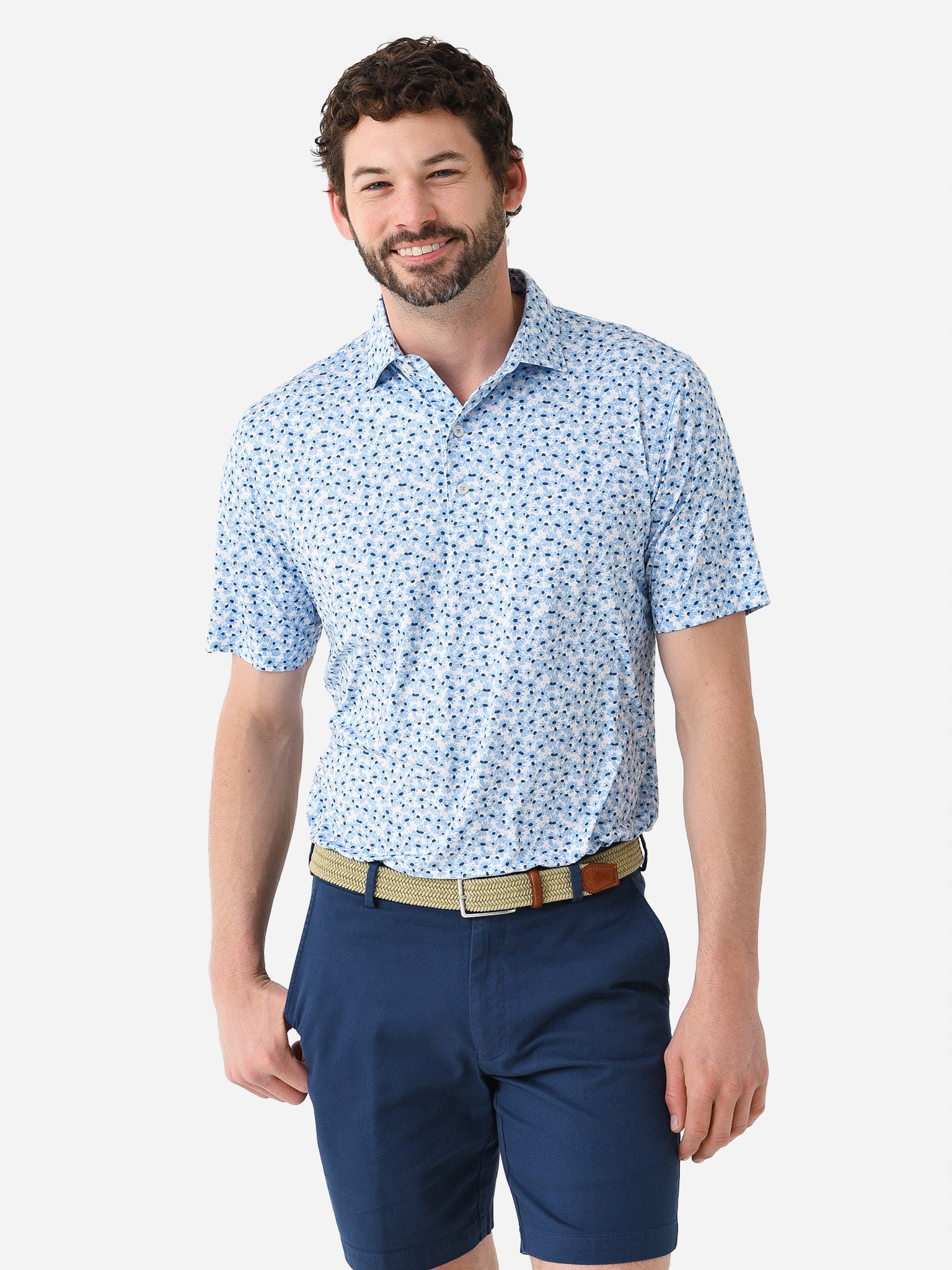 Johnnie-O Men's Carlton Prep-Formance Printed Polo - Saint Bernard