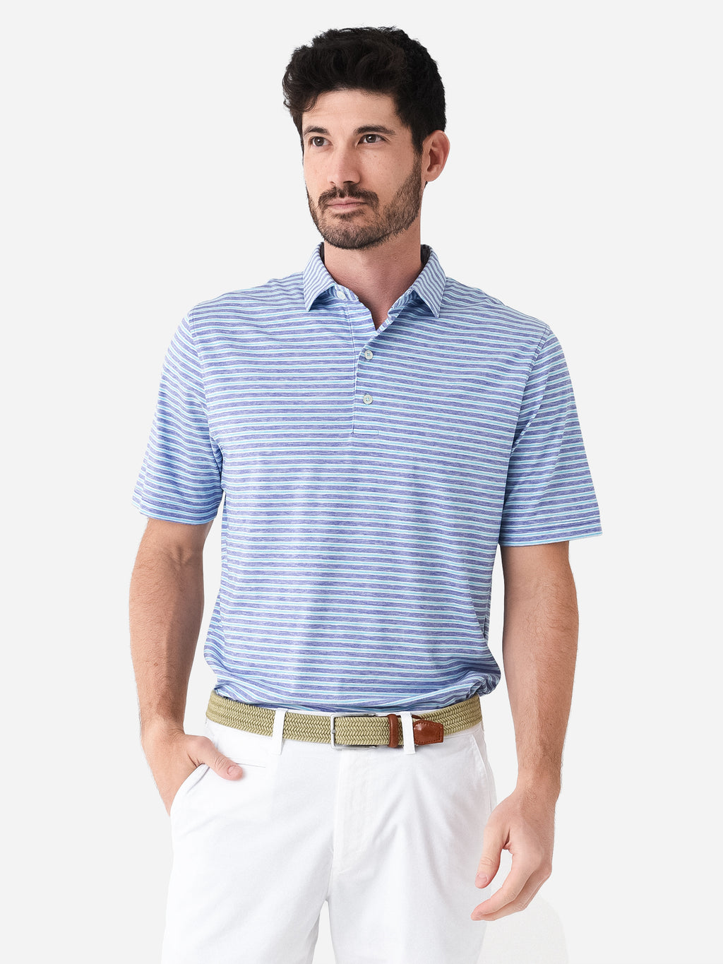Johnnie-O Men's Carlos Top Shelf Striped Polo - Saint Bernard