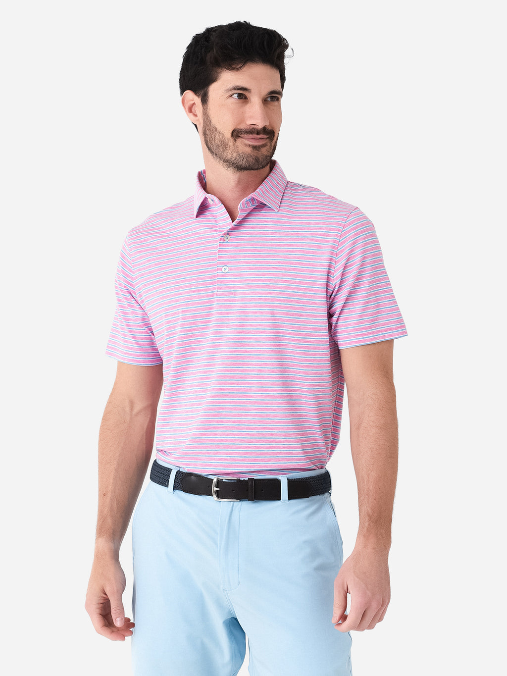 Johnnie-O Men's Carlos Top Shelf Striped Polo - Saint Bernard
