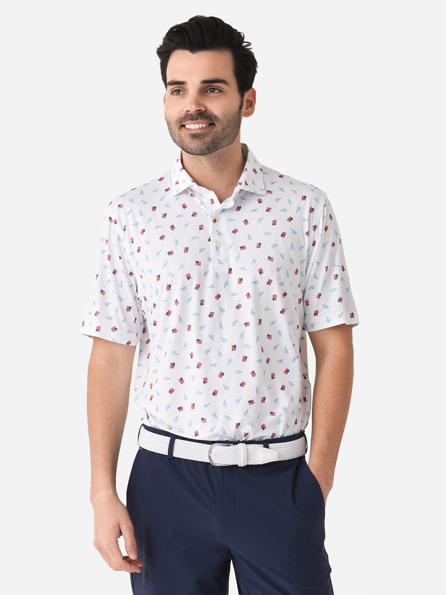 Johnnie-O Men's Salute Featherweight Printed Polo - Saint Bernard