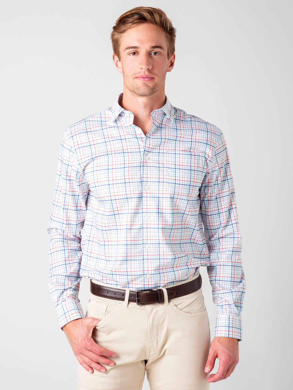 Johnnie-O Men's Tweedy Prep-Formance Button-Down Shirt - Saint Bernard