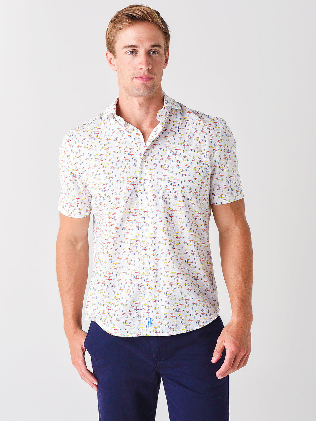 Johnnie-O Men's Stampede Printed Hangin' Out Short-Sleeve Shirt - Saint Bernard
