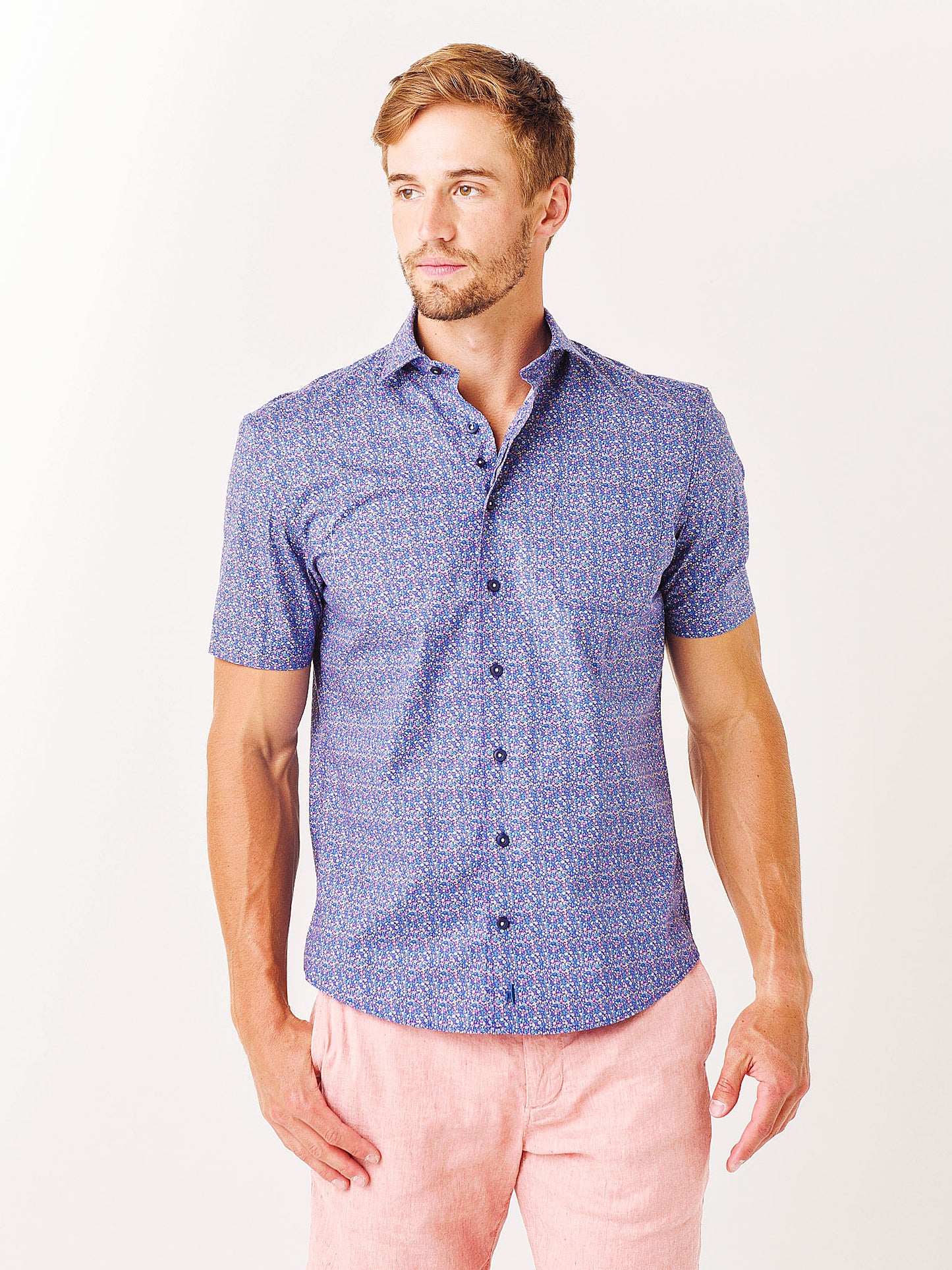 Johnnie-O Men's Talley Hangin' Out Short Sleeve Button-Down Shirt - Saint Bernard