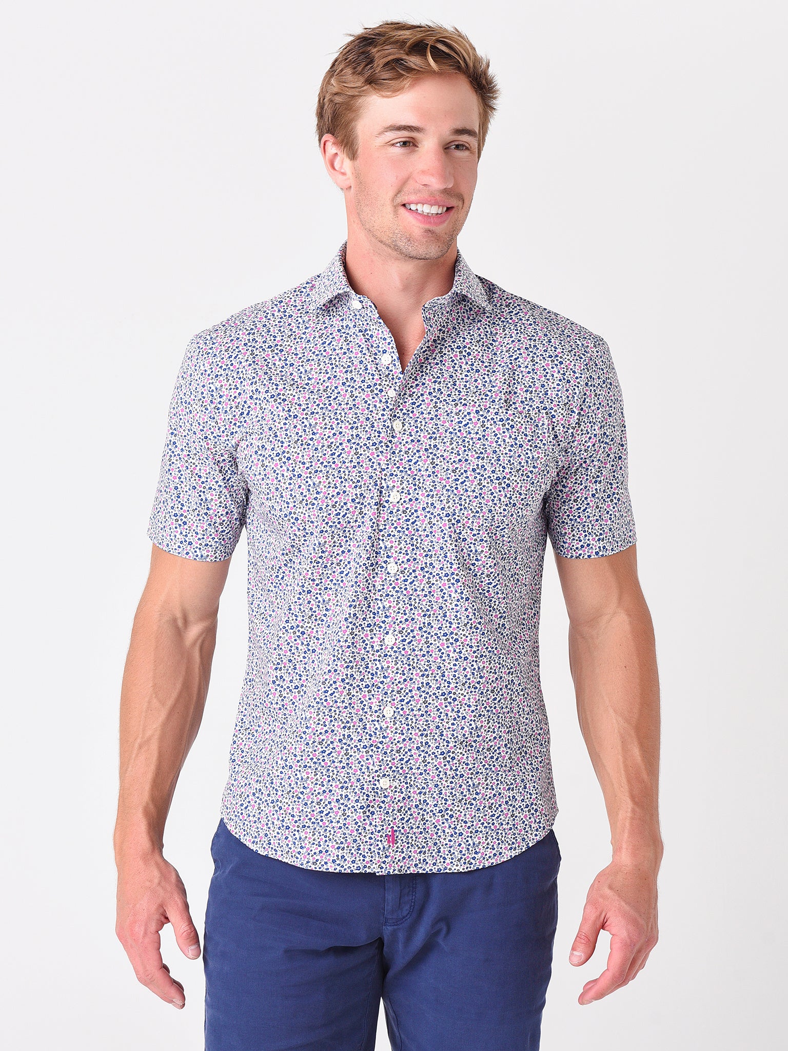 Johnnie-O Men's Canton Hangin' Out Short Sleeve Button-Down Shirt - Saint Bernard