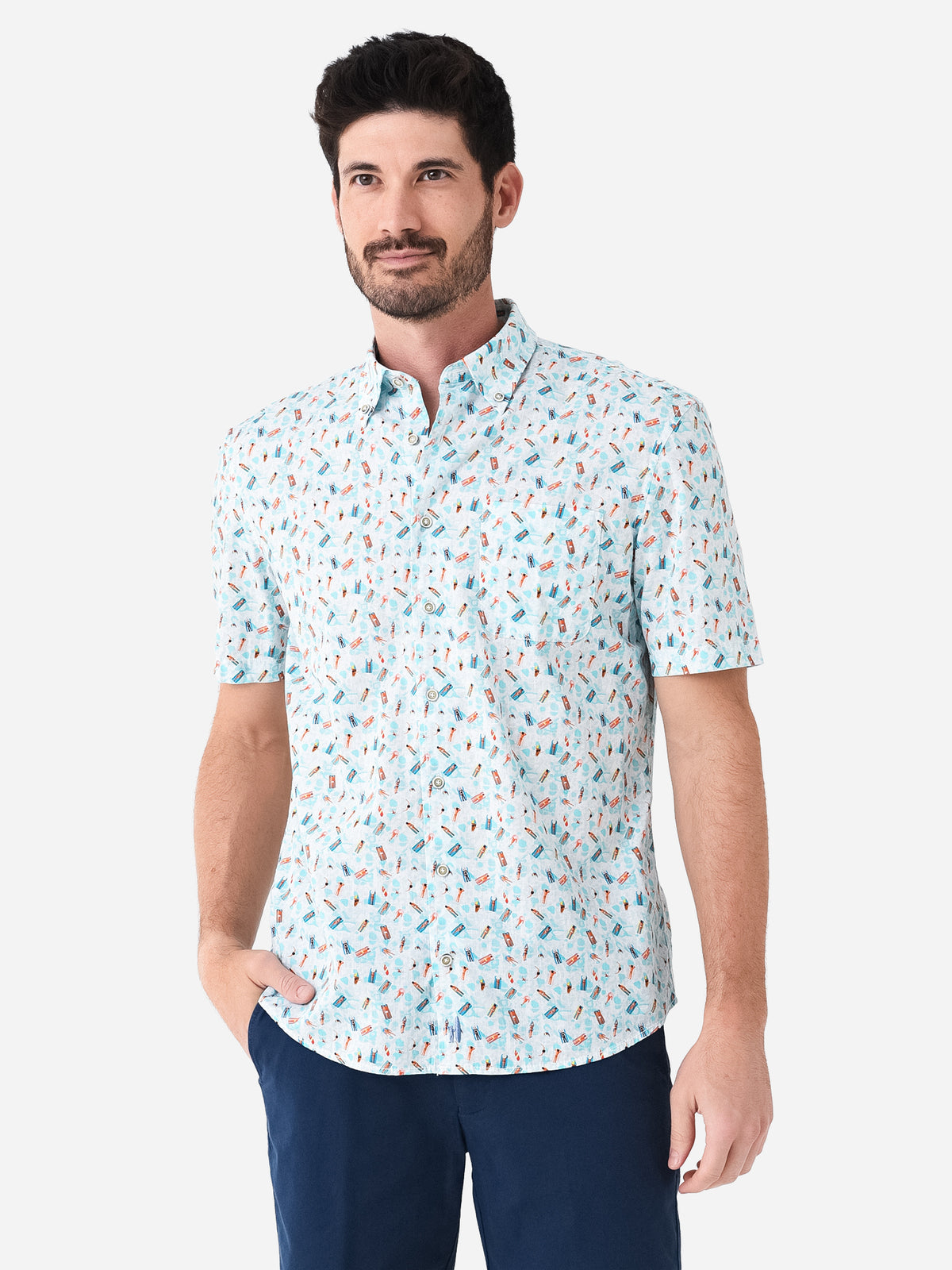 Johnnie-O Men's Floaty Hangin' Out Button-Down Shirt - Saint Bernard