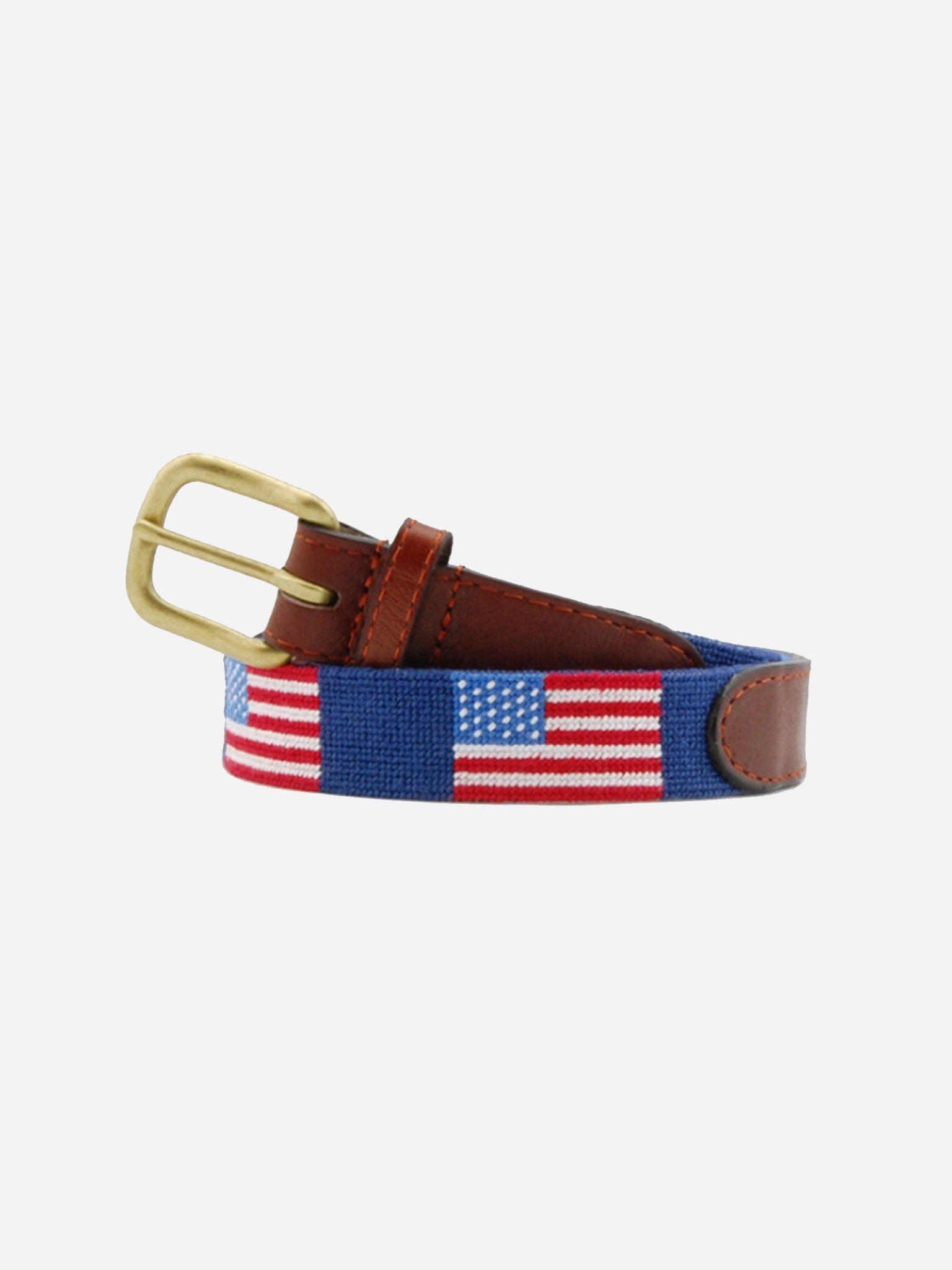 Smathers + Branson Boys' American Flag Needlepoint Belt - Saint Bernard