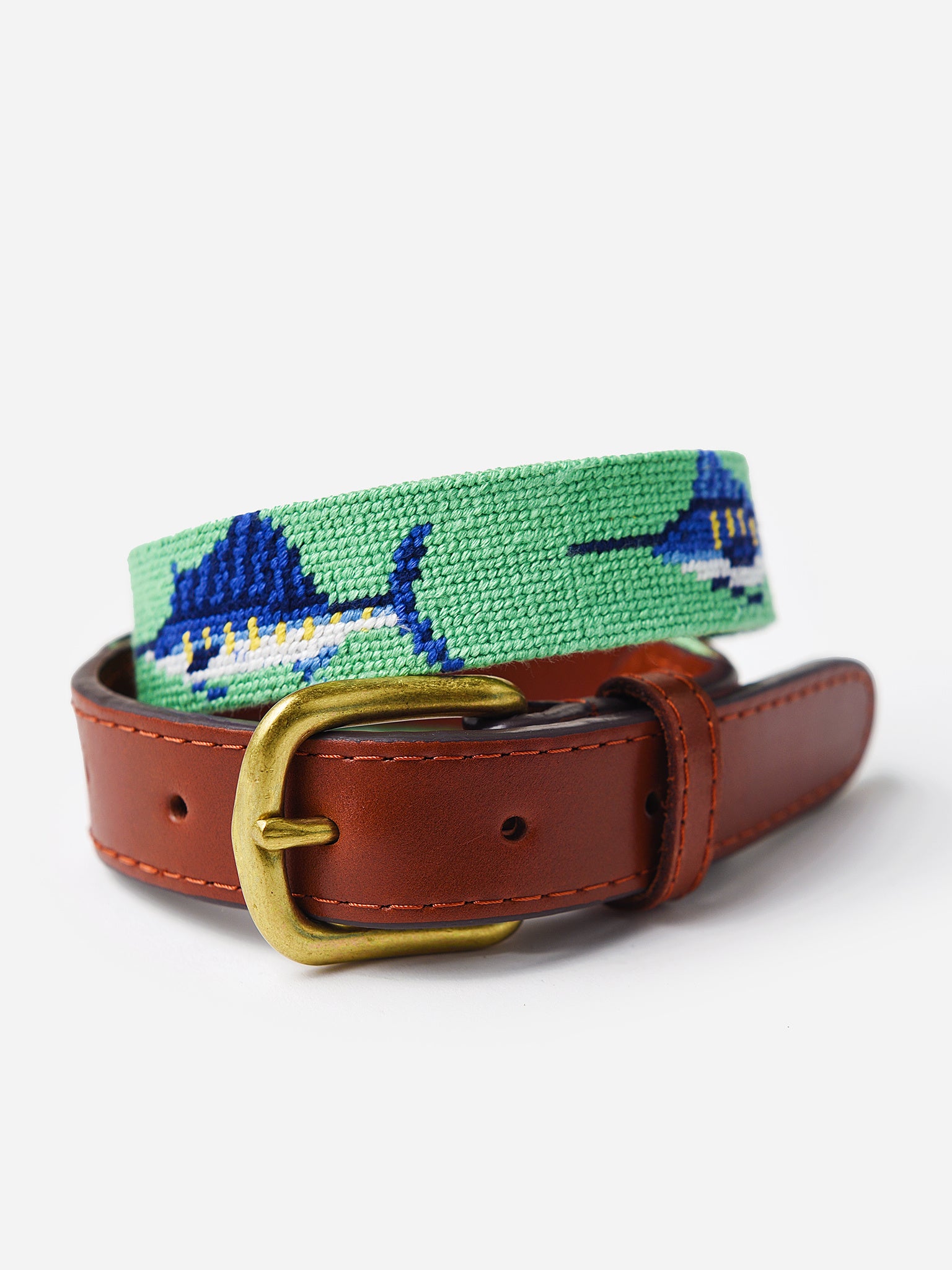 Smathers & Branson Boys' Billfish Needlepoint Belt - Saint Bernard