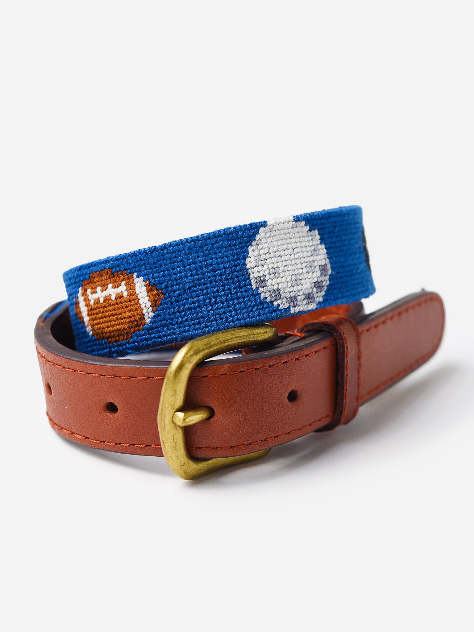 Smathers + Branson Boys' Sports Needlepoint Belt - Saint Bernard