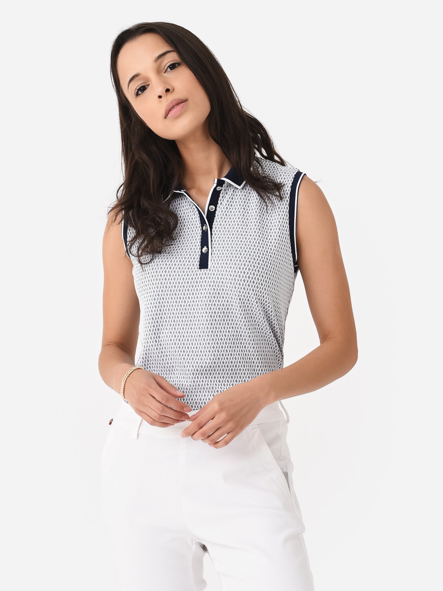 KJUS Women's Ella Sleeveless Structure Polo - Saint Bernard