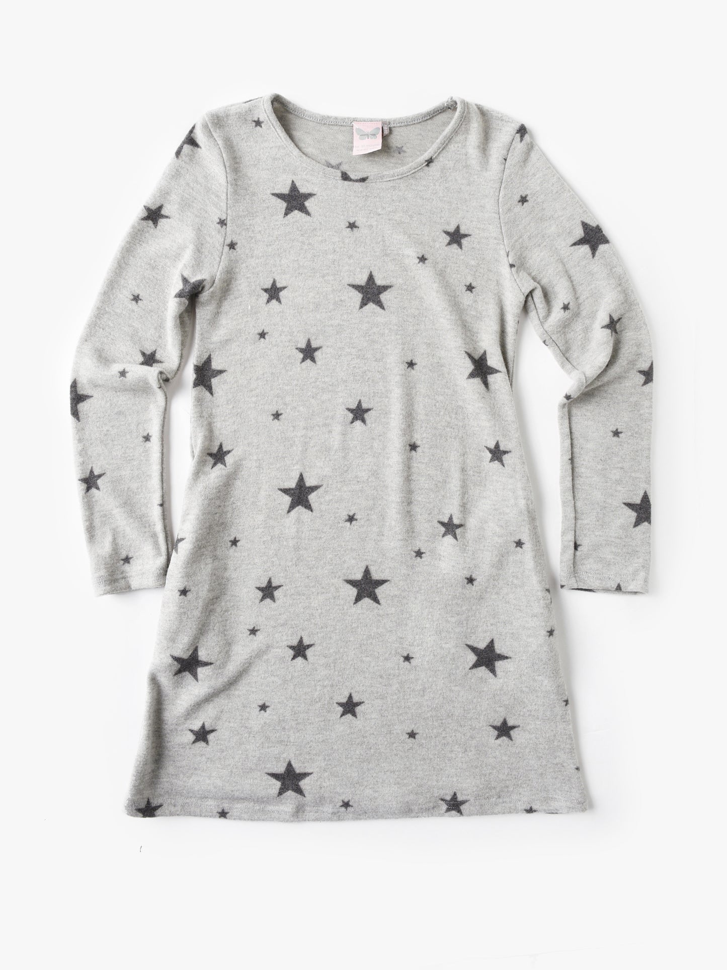 For All Seasons Girls' Long Sleeve Star Print Knit Dress