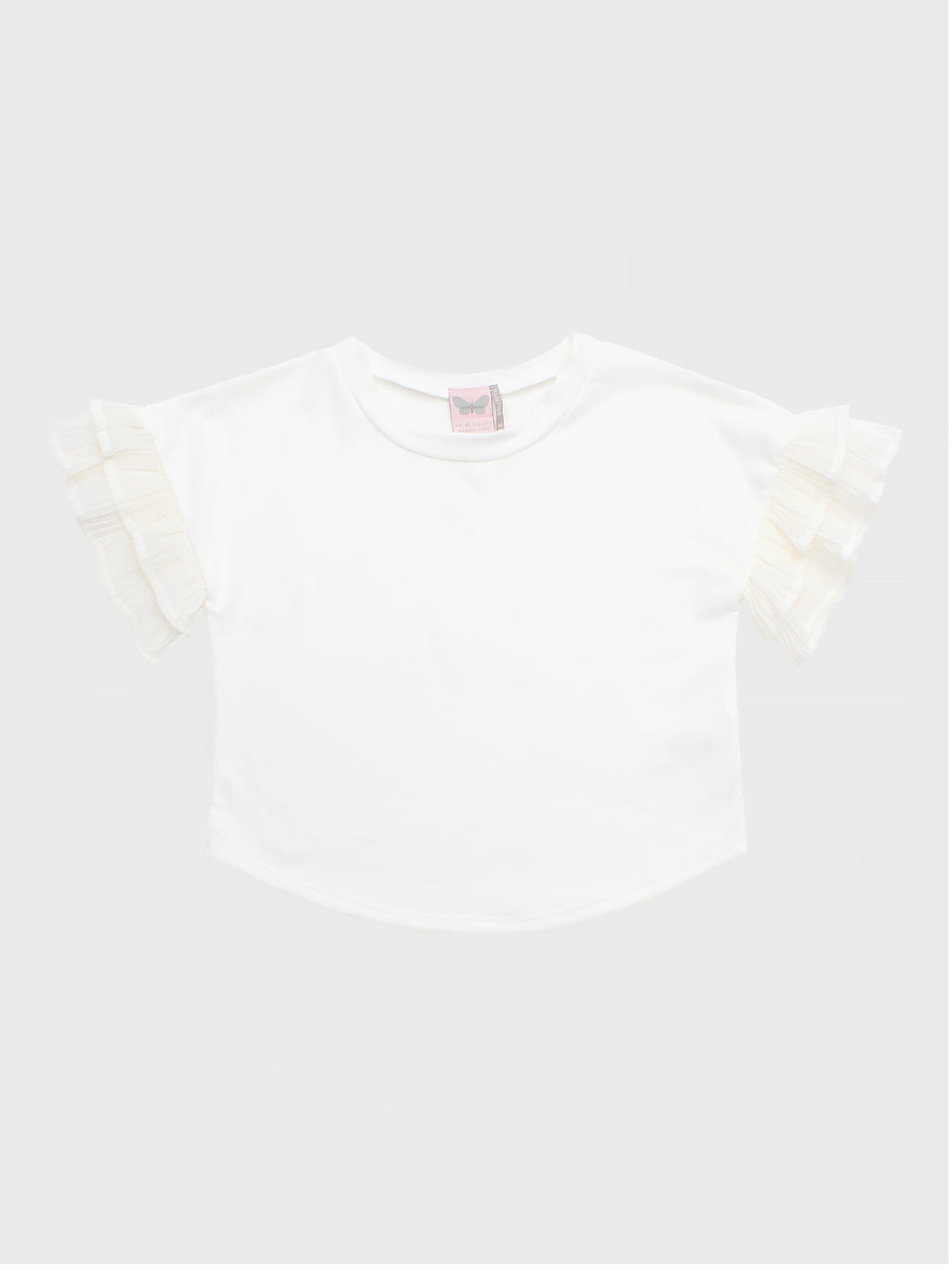 FOR ALL SEASONS Girls' Short Sleeve Jersey Top with Pleated Double Ruffle Sleeve - Saint Bernard