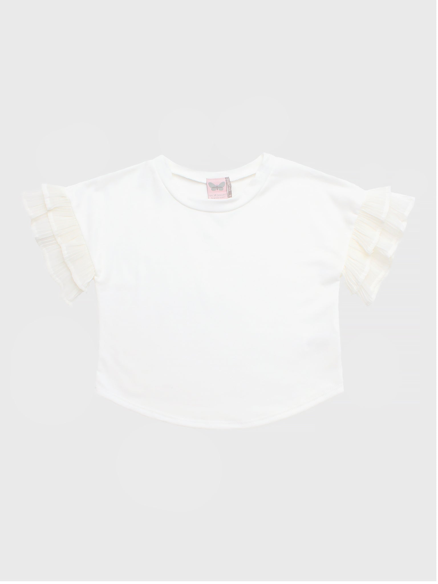 FOR ALL SEASONS Girls' Short Sleeve Jersey Top with Pleated Double Ruffle Sleeve - Saint Bernard