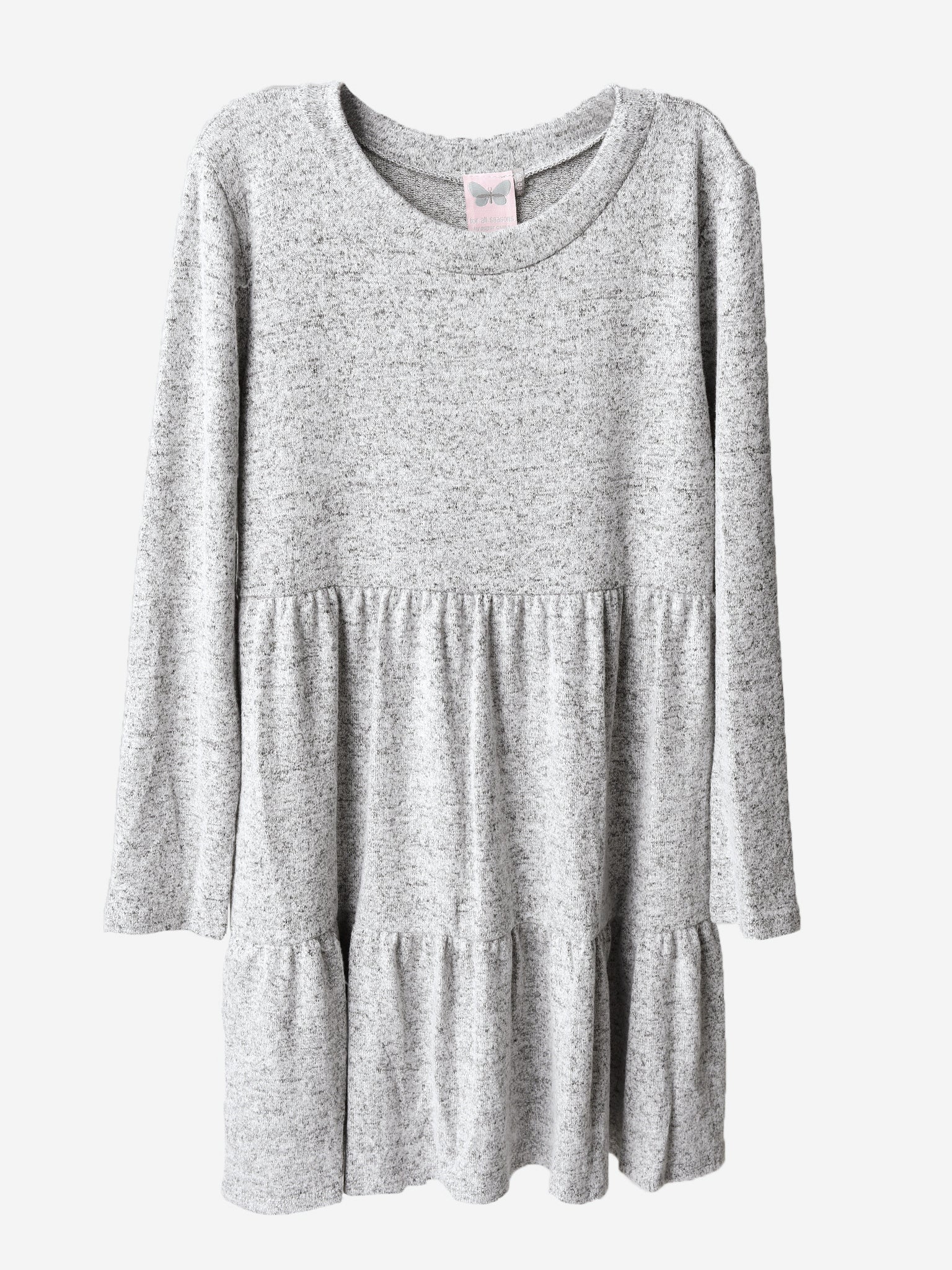 For All Seasons Girls' Three Tier Heather Grey Long Sleeve Dress - Saint Bernard