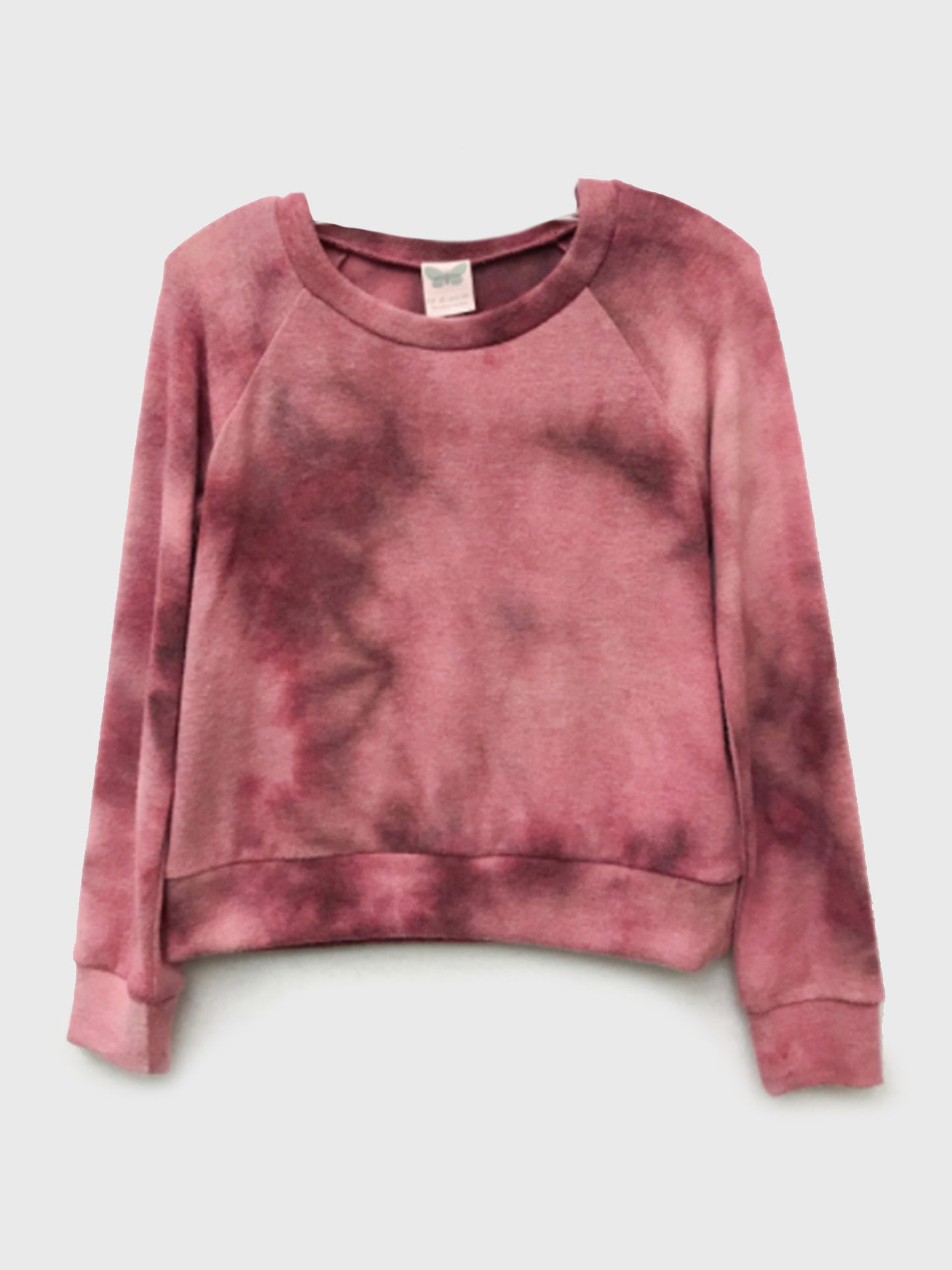 For All Seasons Girls' Tie Dye Pink Crewneck Sweater