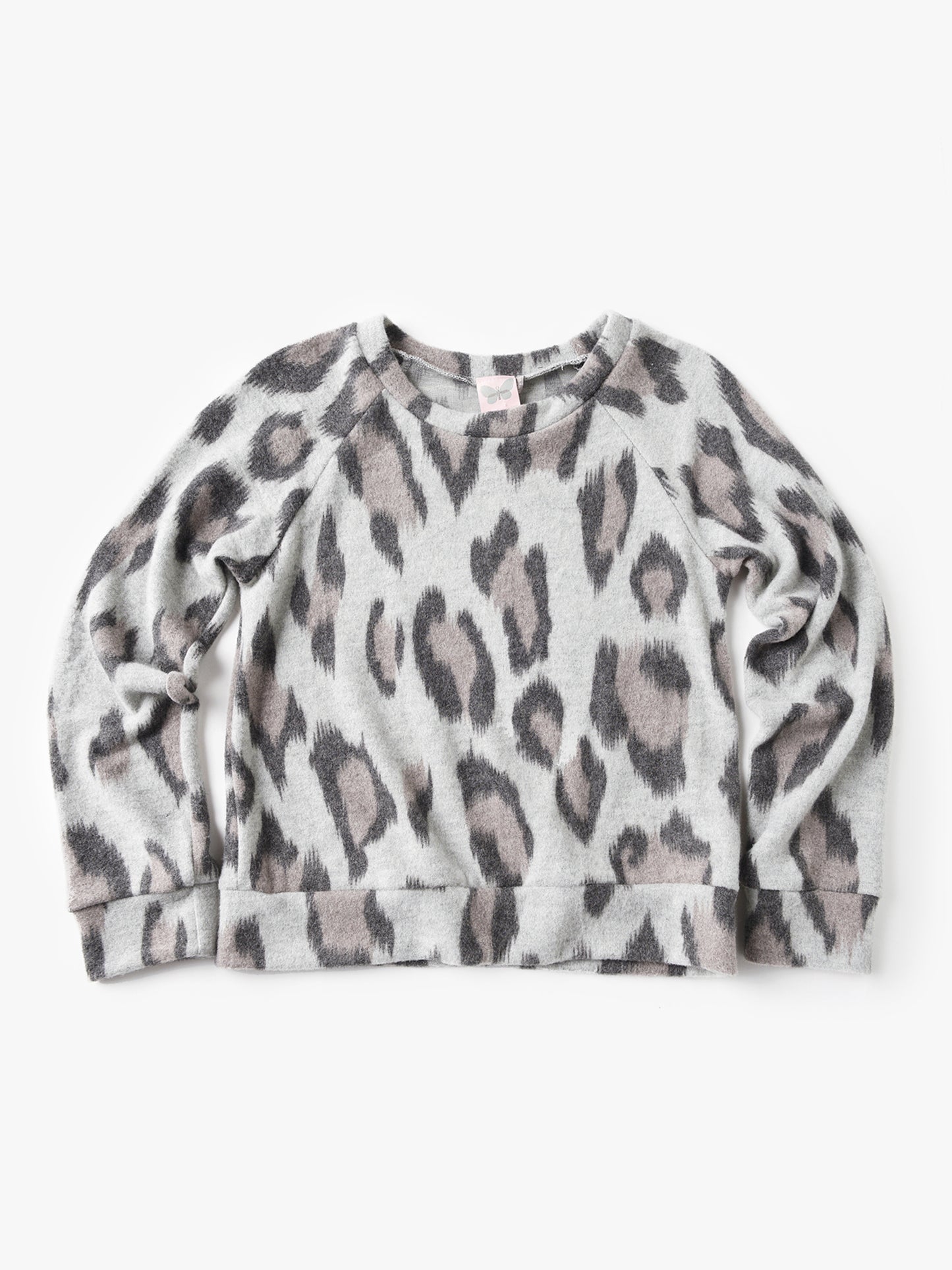 For All Seasons Girls' Leopard Print Crew Neck Sweater - Saint Bernard
