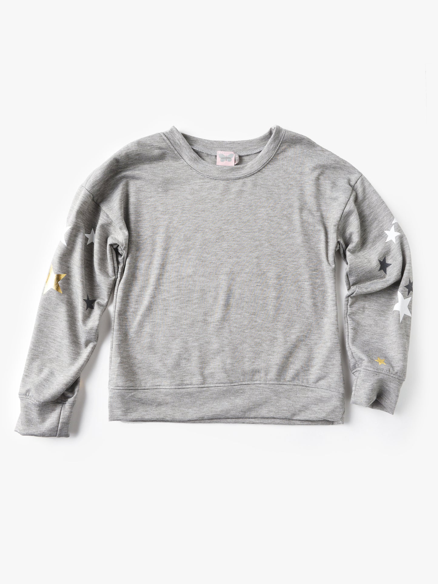 For All Seasons Crew Neck Star Print On Sleeve Sweater