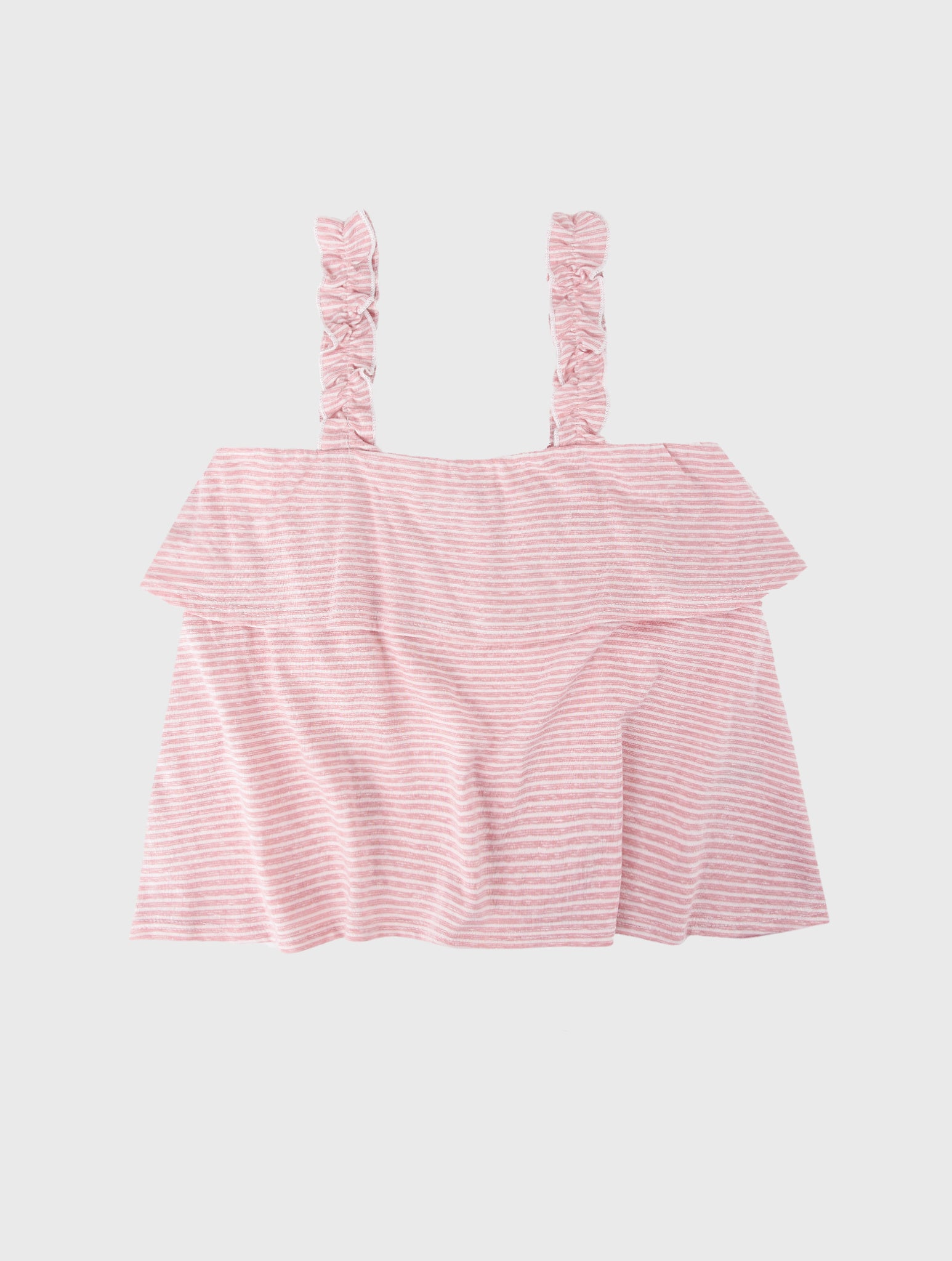 For All Seasons Girls' Stripe Ruffle Tank - Saint Bernard