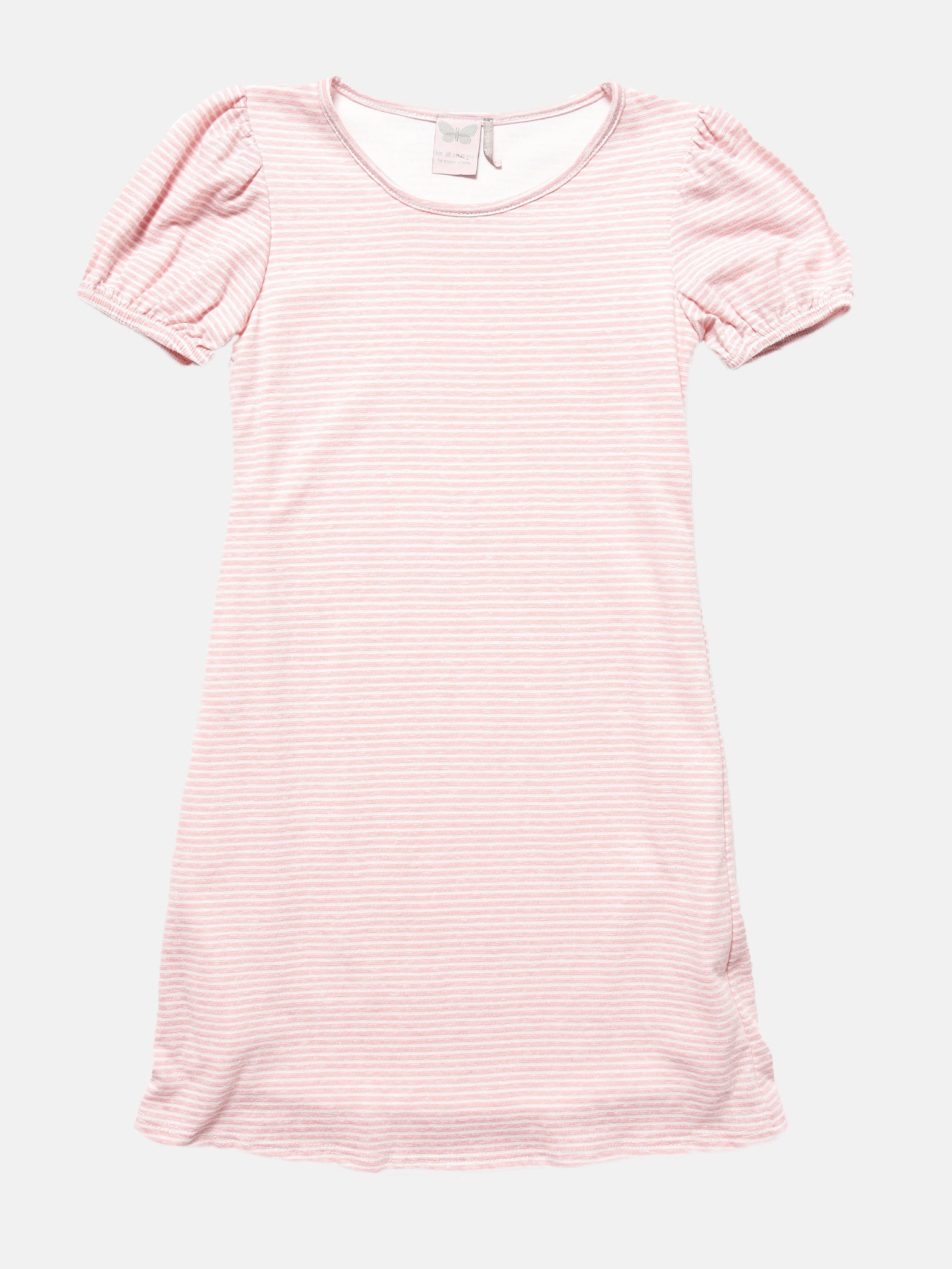 For All Seasons Girls' Short Puff Sleeve T-Shirt Dress - Saint Bernard