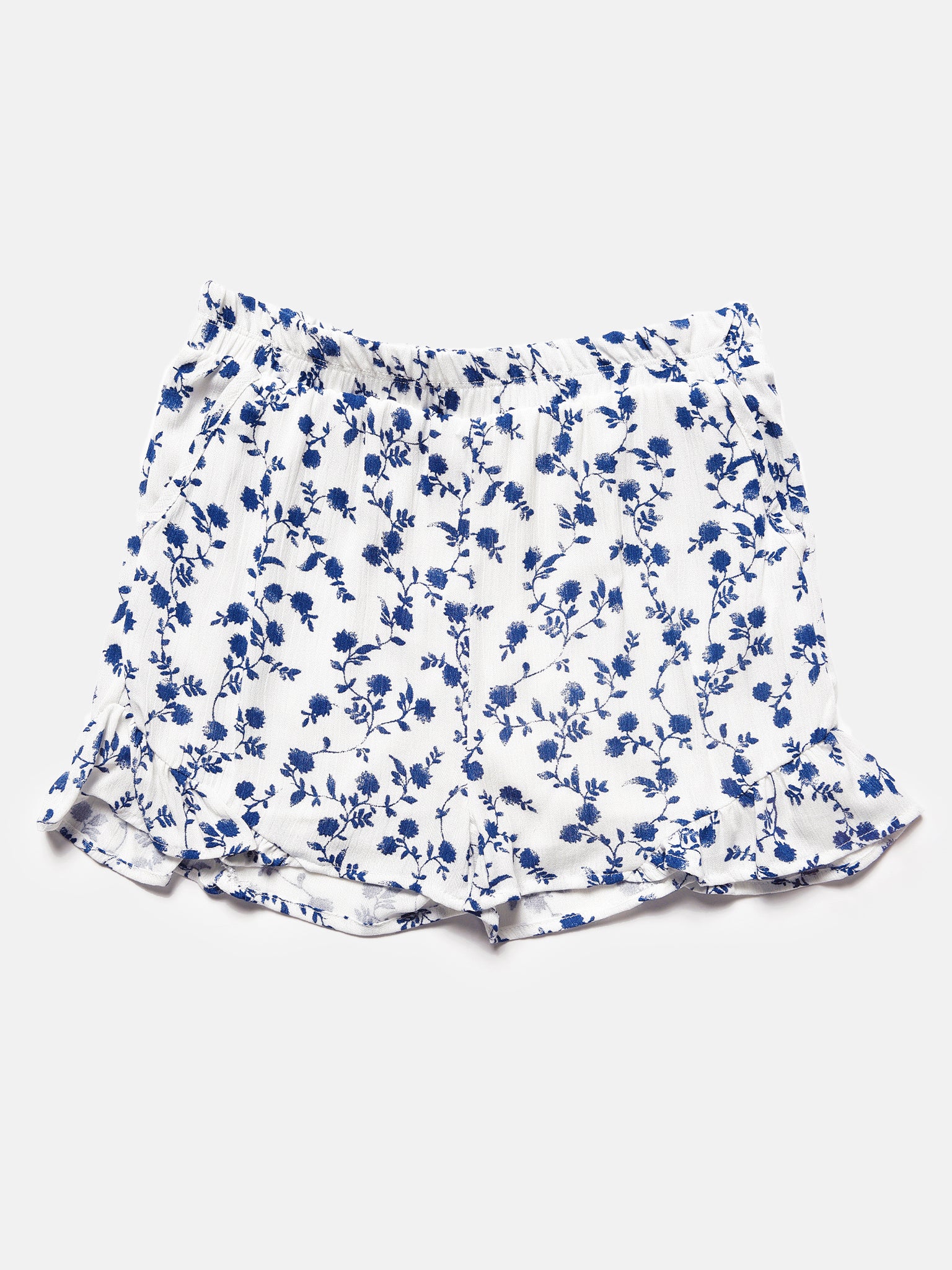 For All Seasons Girls' Floral Print Rayon Gauze Short With Ruffle Hem? - Saint Bernard