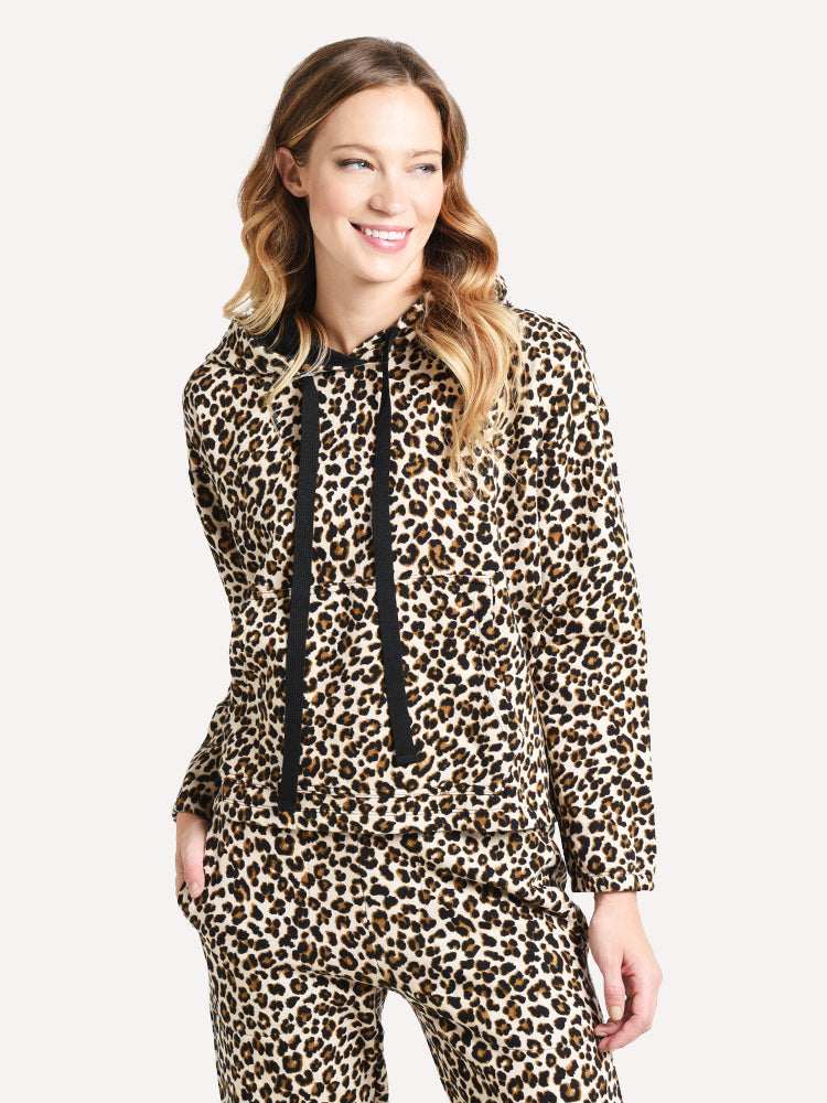 Velvet Women's Kassidy Leopard Fleece Pullover Hoodie