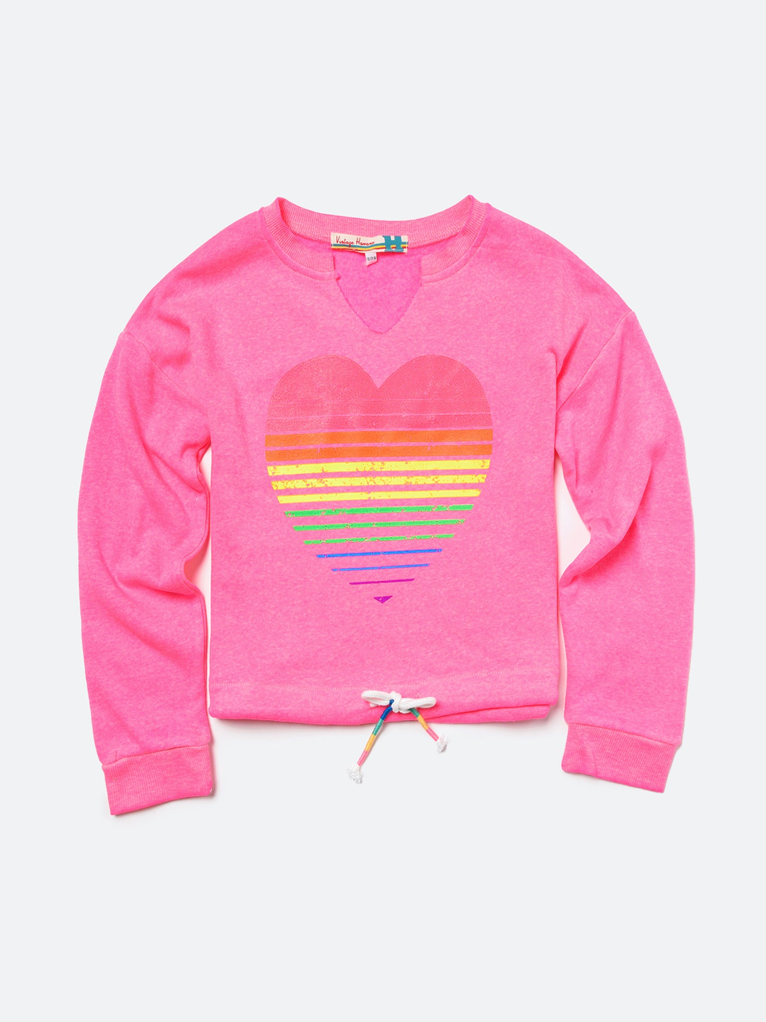 Vintage Havana Girls' Burnout Fleece Tie Bottom Sweatshirt - Saint Bernard