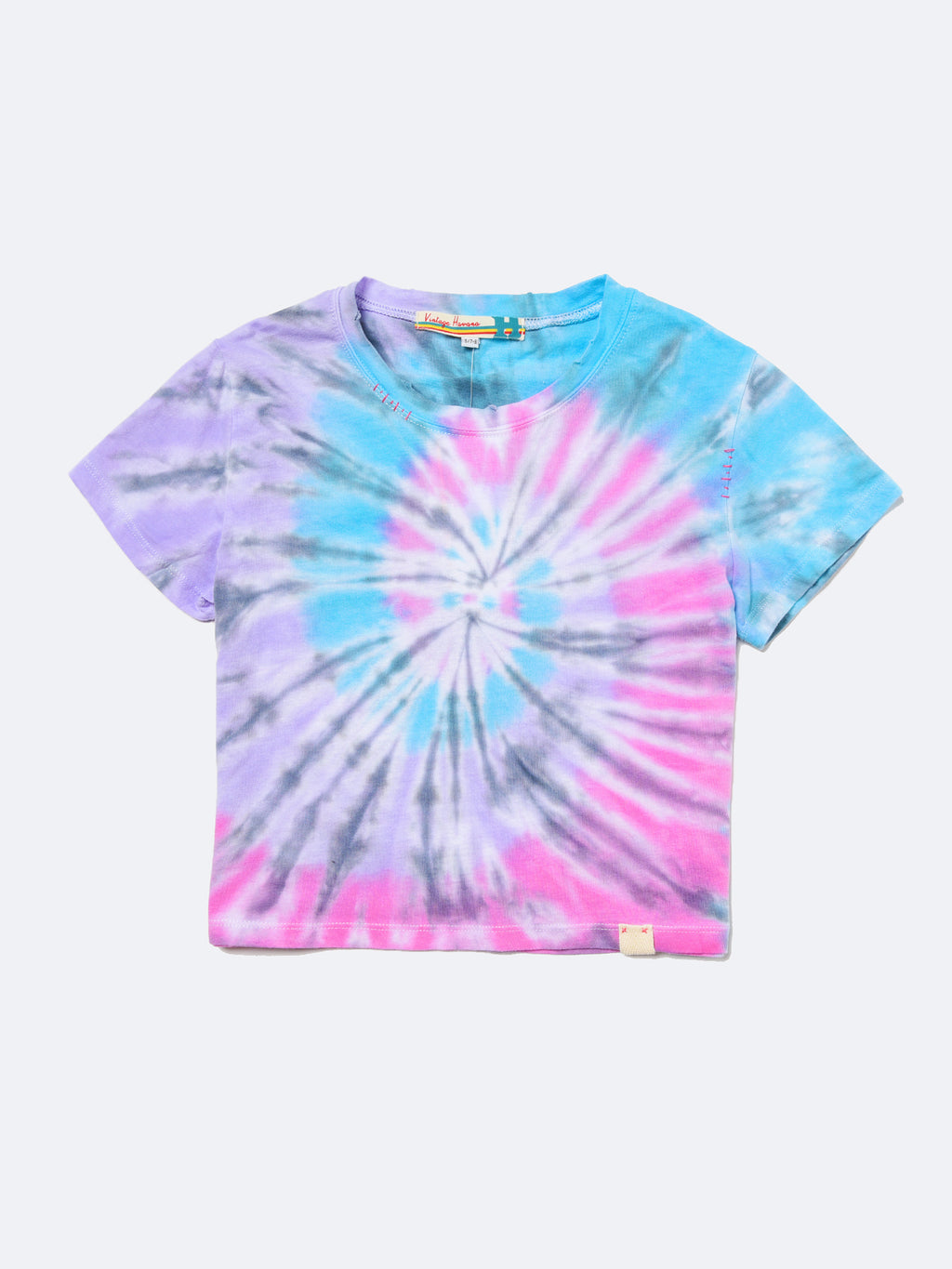 Vintage Havana Girls' Bright Swirl Tie-Dye Boxy T-Shirt With Stitching - Saint Bernard