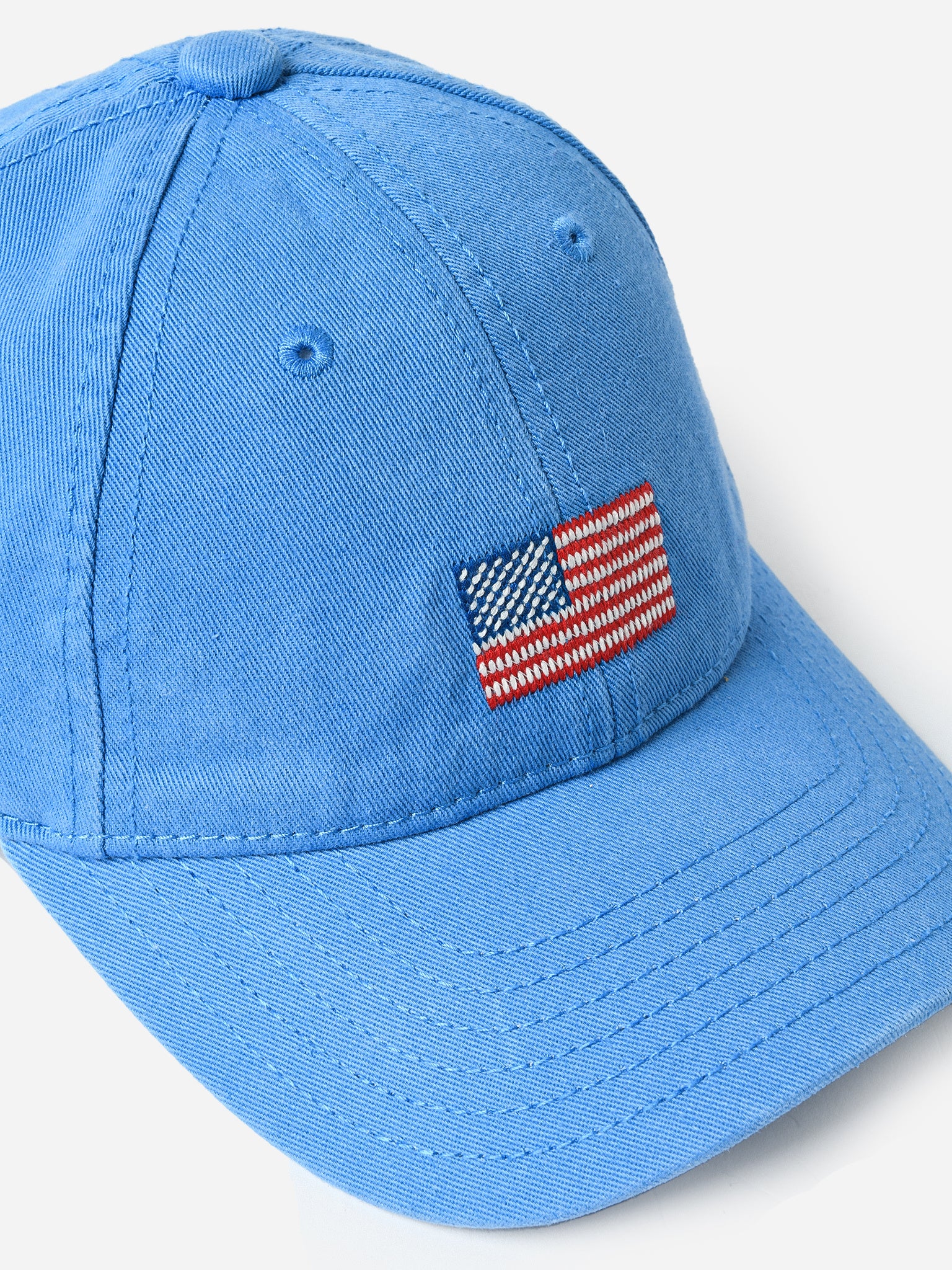 Harding Lane Kids American Flag Canvas Hat, Light Blue, 100% Cotton | St. Bernard