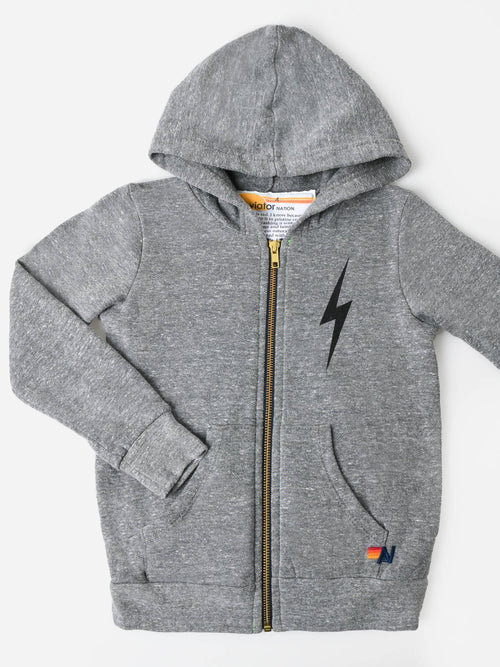 Aviator Nation Kids' Bolt Print Zip Hoodie
