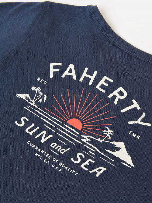 Faherty Brand Boys' Graphic Sun and Sea Tee