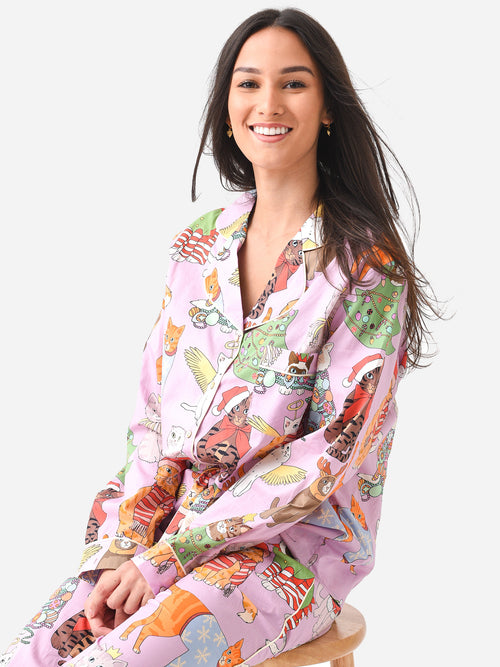 Karen Mabon Women's Christmas Cats Long Pajama Set