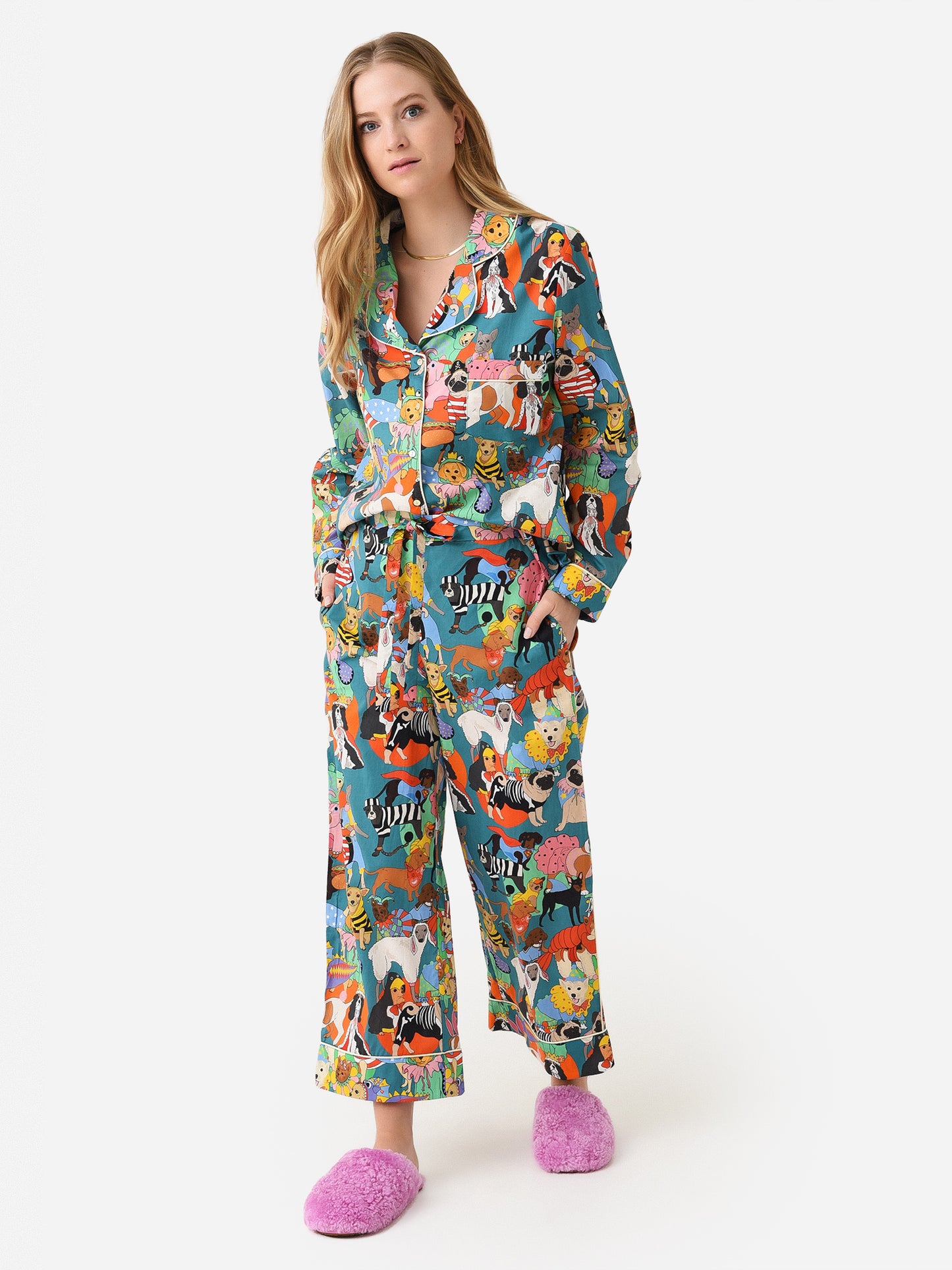 Karen Mabon Women's Fancy Dress Dogs Pajama Set