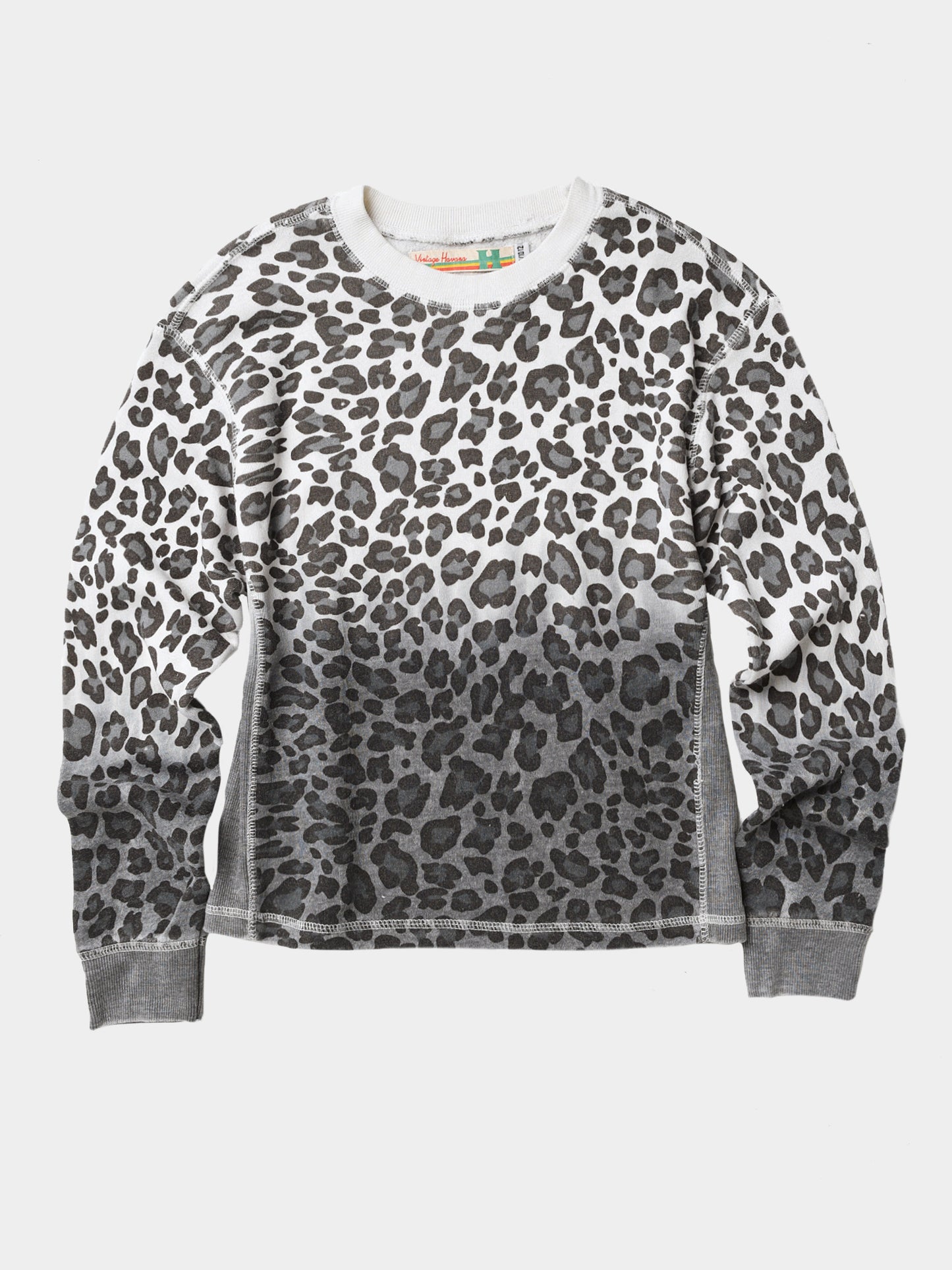 Vintage Havana Girls' Leopard Fleece Print Dip-Dye Crew Neck Pullover Sweatshirt