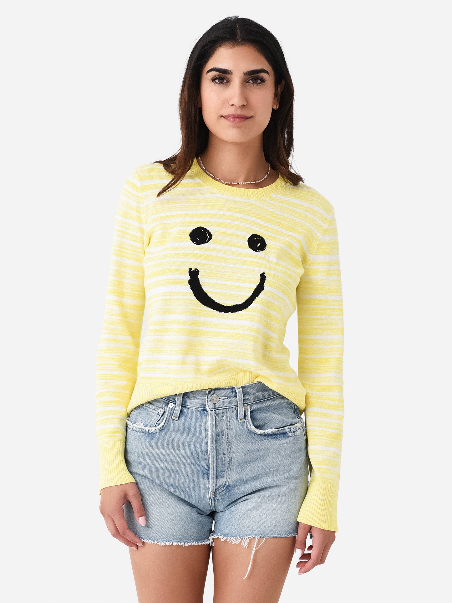 Kerri Rosenthal Women's Liz Striped Smiley Sweater - Saint Bernard