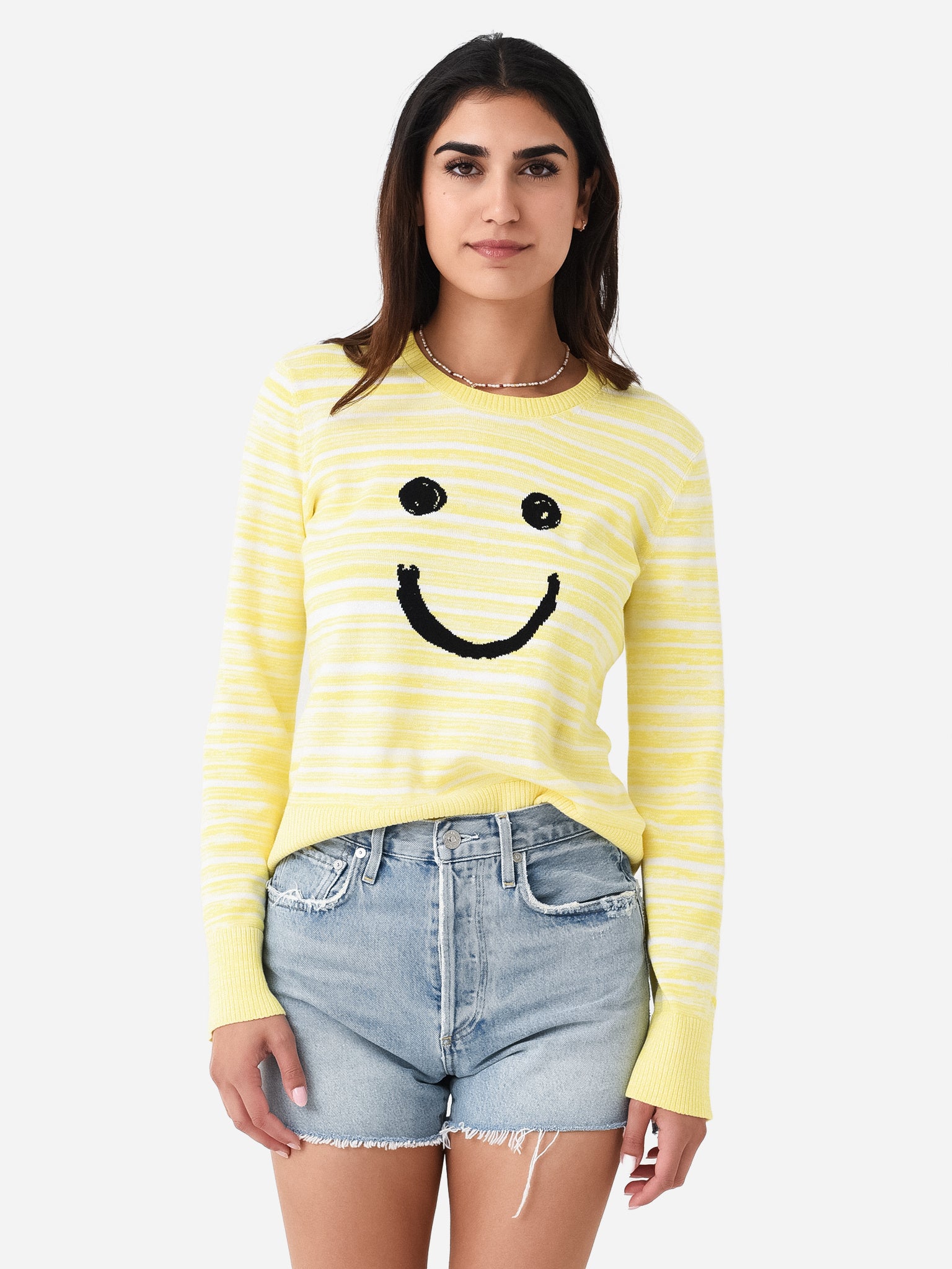 Kerri Rosenthal Women's Liz Striped Smiley Sweater - Saint Bernard