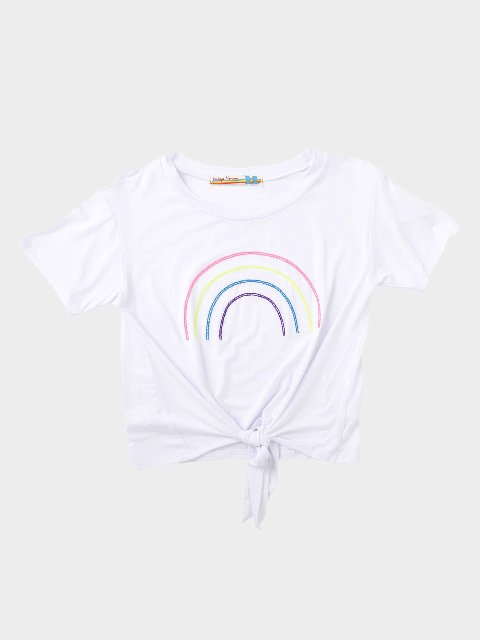 Vintage Havana Girls' Stitched Rainbow Tie-Front Tee - Saint Bernard