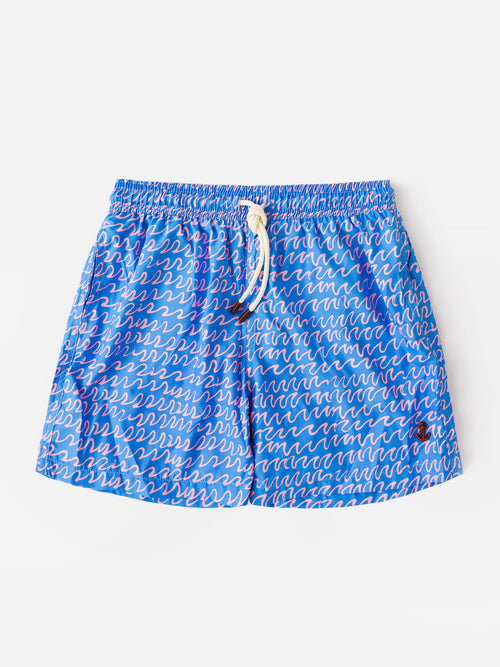Retromarine Boys' Pink Waves Swim Trunk