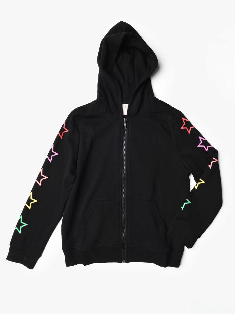 For All Seasons Girls’ Long Sleeve Hoodie With Multi Color Stars - Saint Bernard