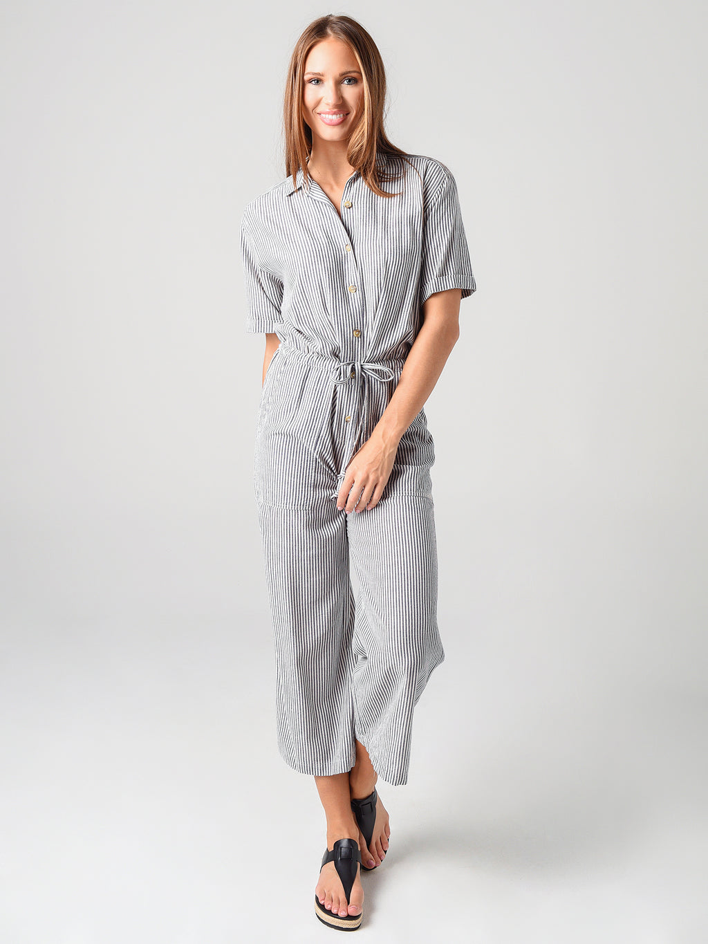 Velvet Women's Leann Cotton-Blend Stripe Jumpsuit - Saint Bernard
