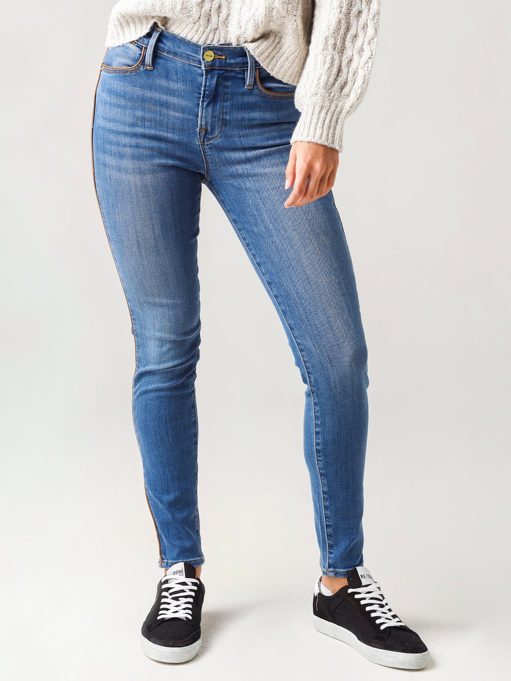 Frame Women's Le High Skinny Jean Side Seam Piping - Saint Bernard