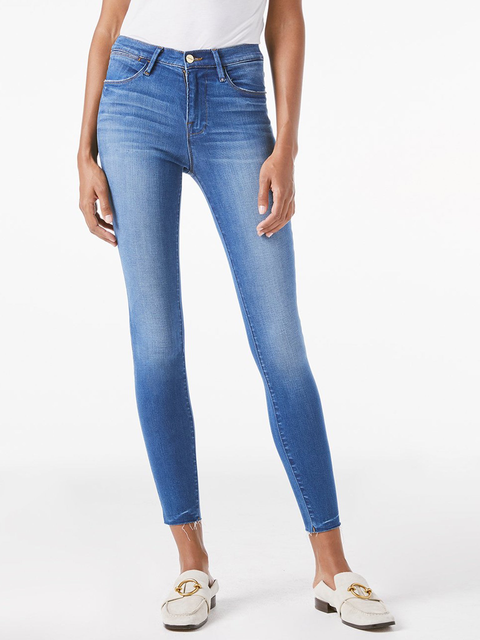 Frame Le High Skinny Raw Edge Jean - Saint Bernard
