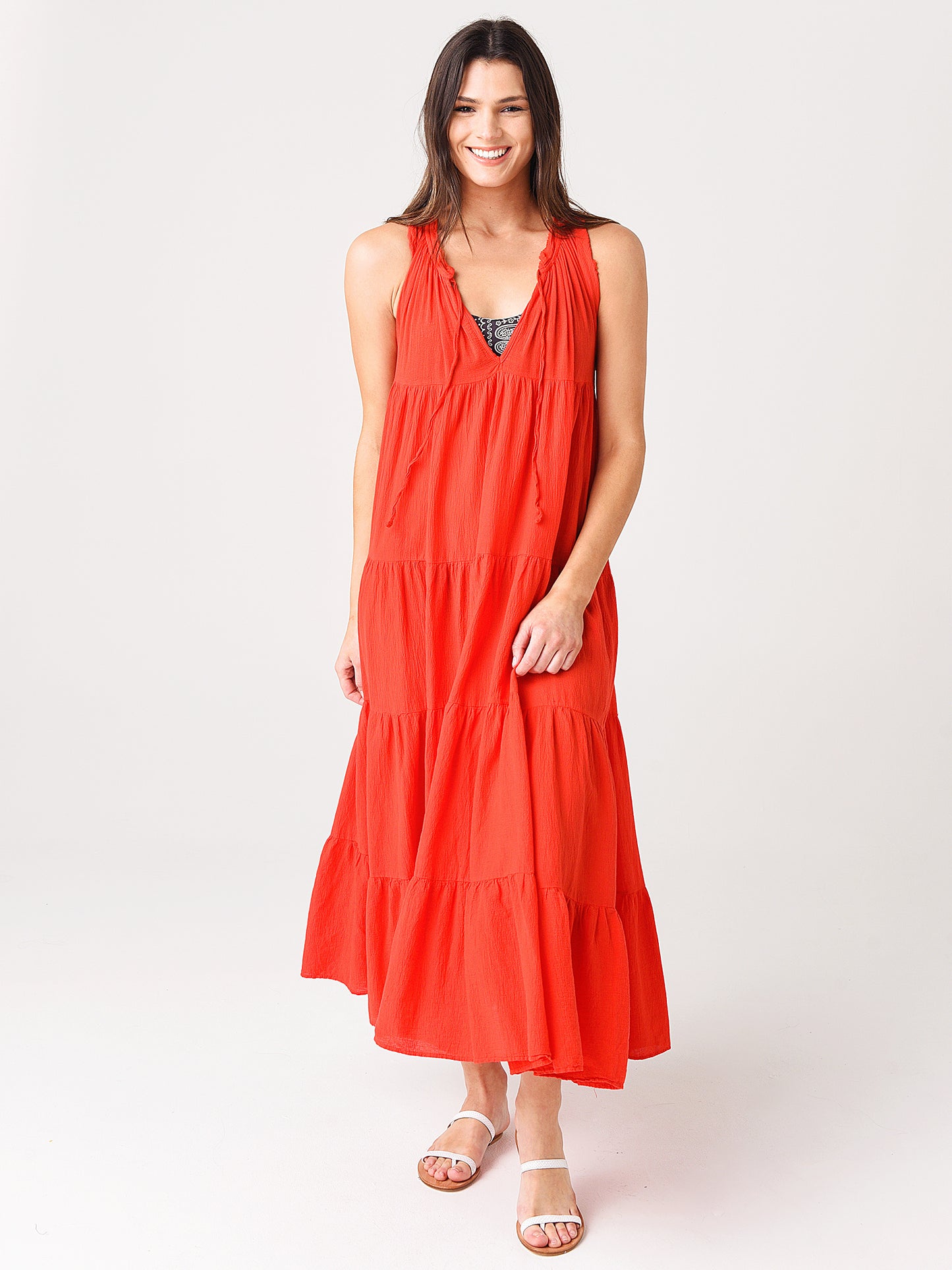 9 Seed Women's Core Cotton Sleeveless Tier Maxi Dress