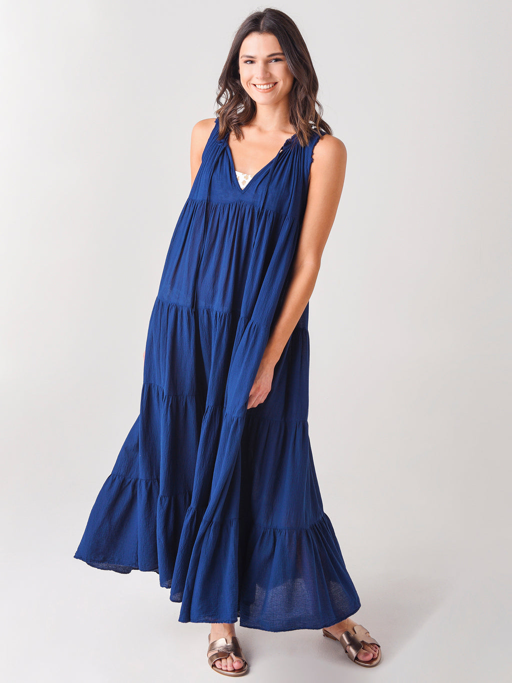 9 Seed Women's Core Cotton Sleeveless Tier Maxi Dress - Saint Bernard