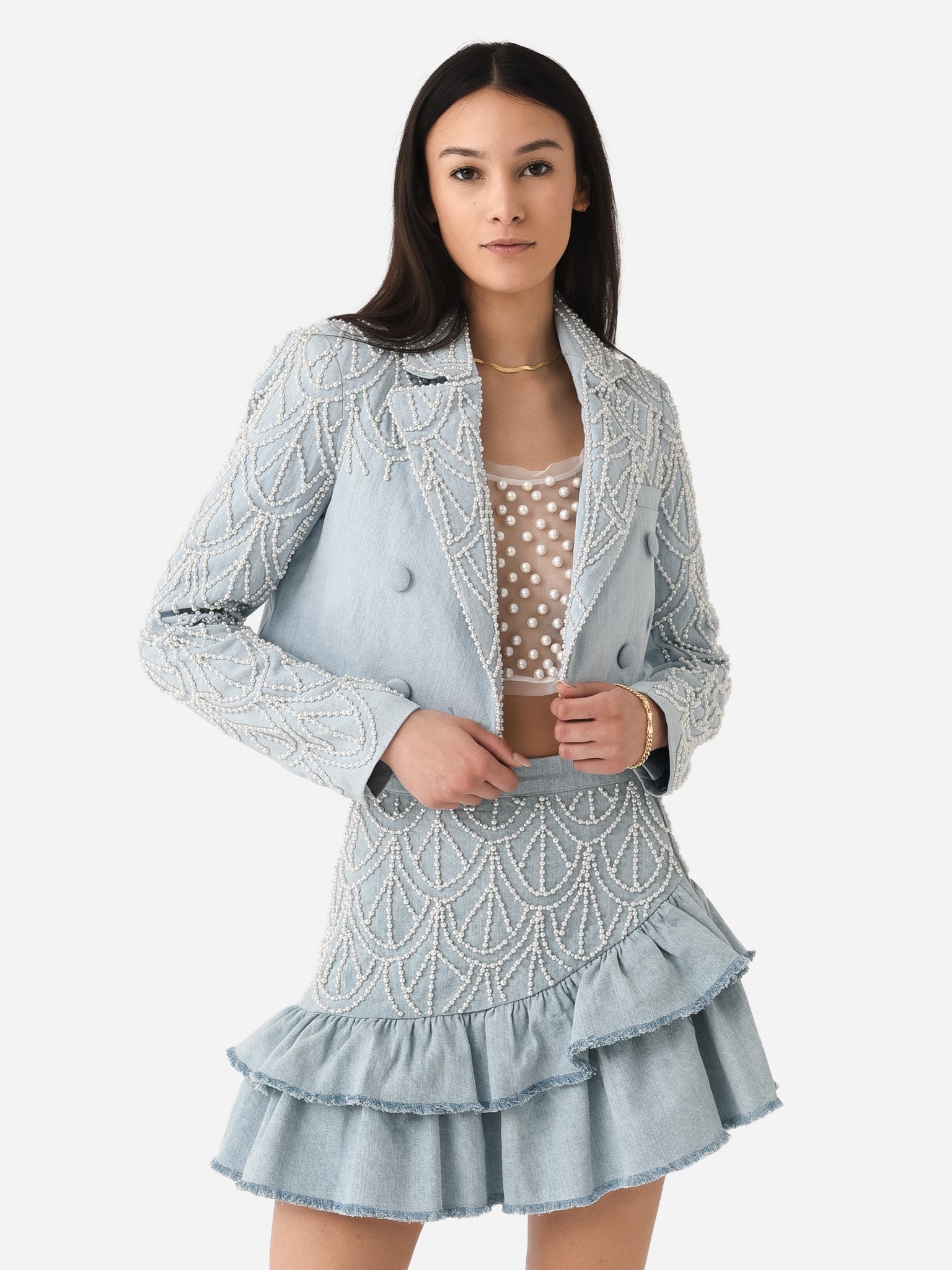 LoveShackFancy Women's Carterio Crop Blazer - Saint Bernard