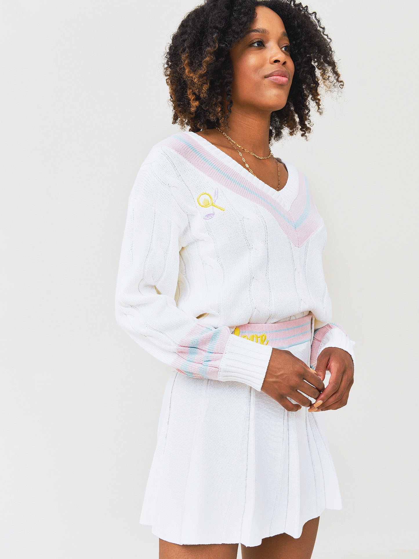 LoveShackFancy Women's Malaine V-Neck Sweater - Saint Bernard