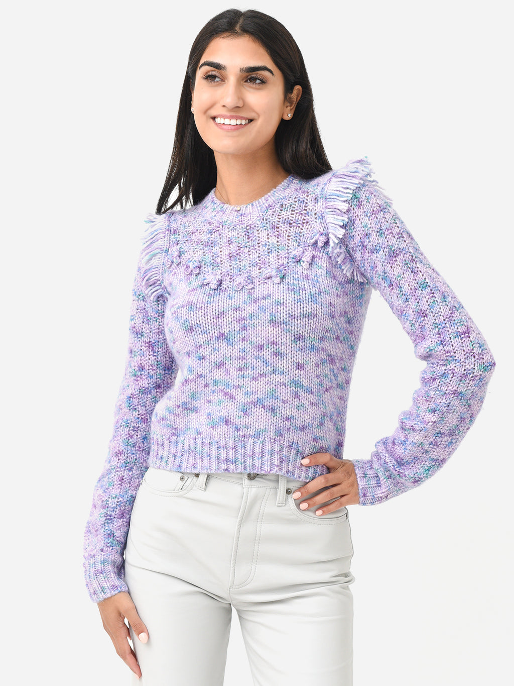 LoveShackFancy Women's Koru Fringe Sweater - Saint Bernard