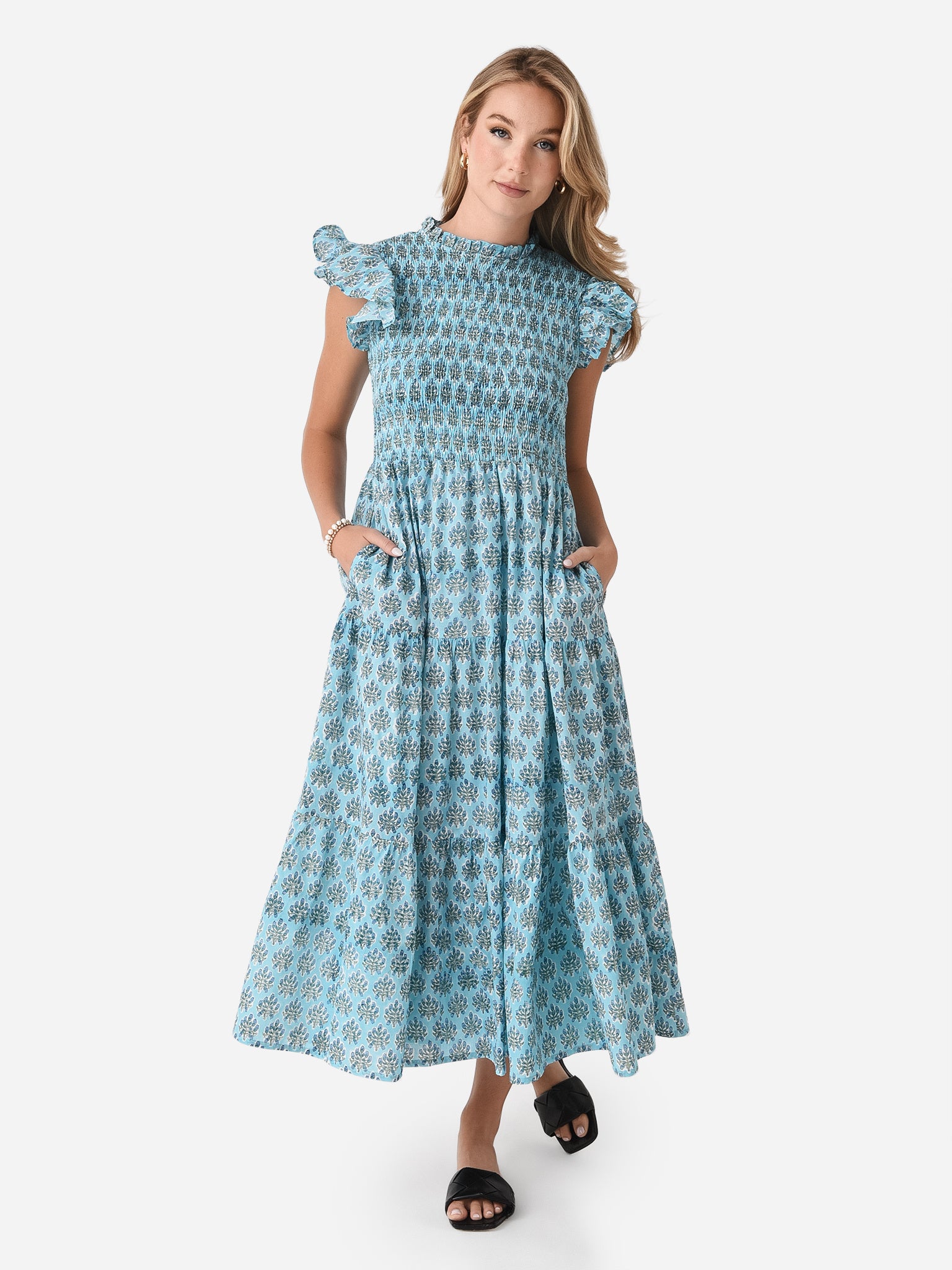 Sur La Vague Women's Ruffle Midi Dress - Saint Bernard